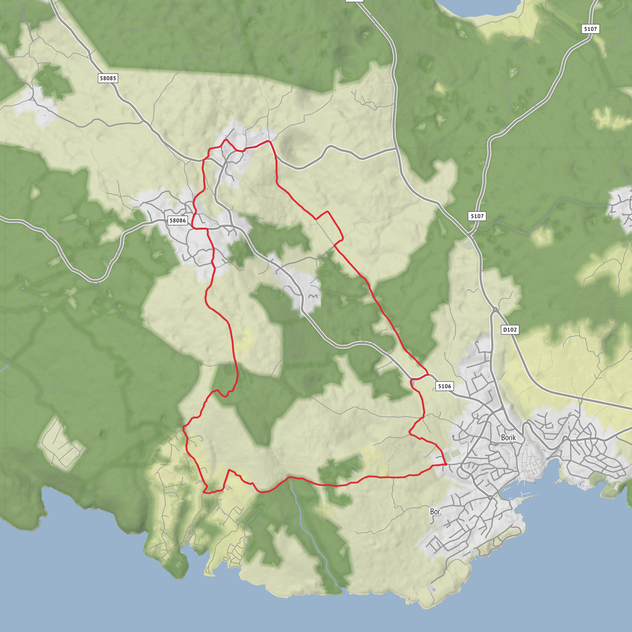 Krk, Kimpi, Kaštel fields, Kosići and Vrh Loop mobile static map