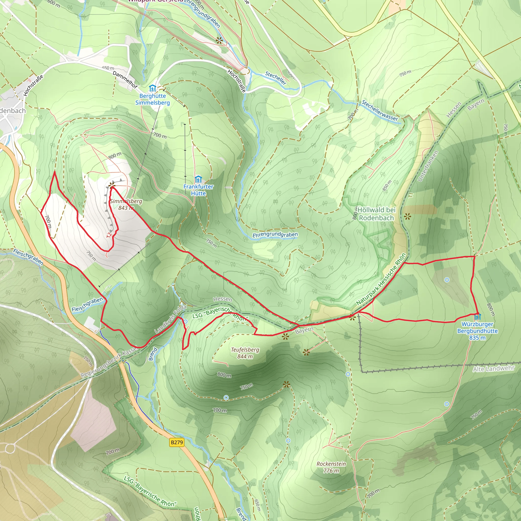 Rhoen Rundweg Schwedenschanze and Wasserkuppen Rundweg mobile static map
