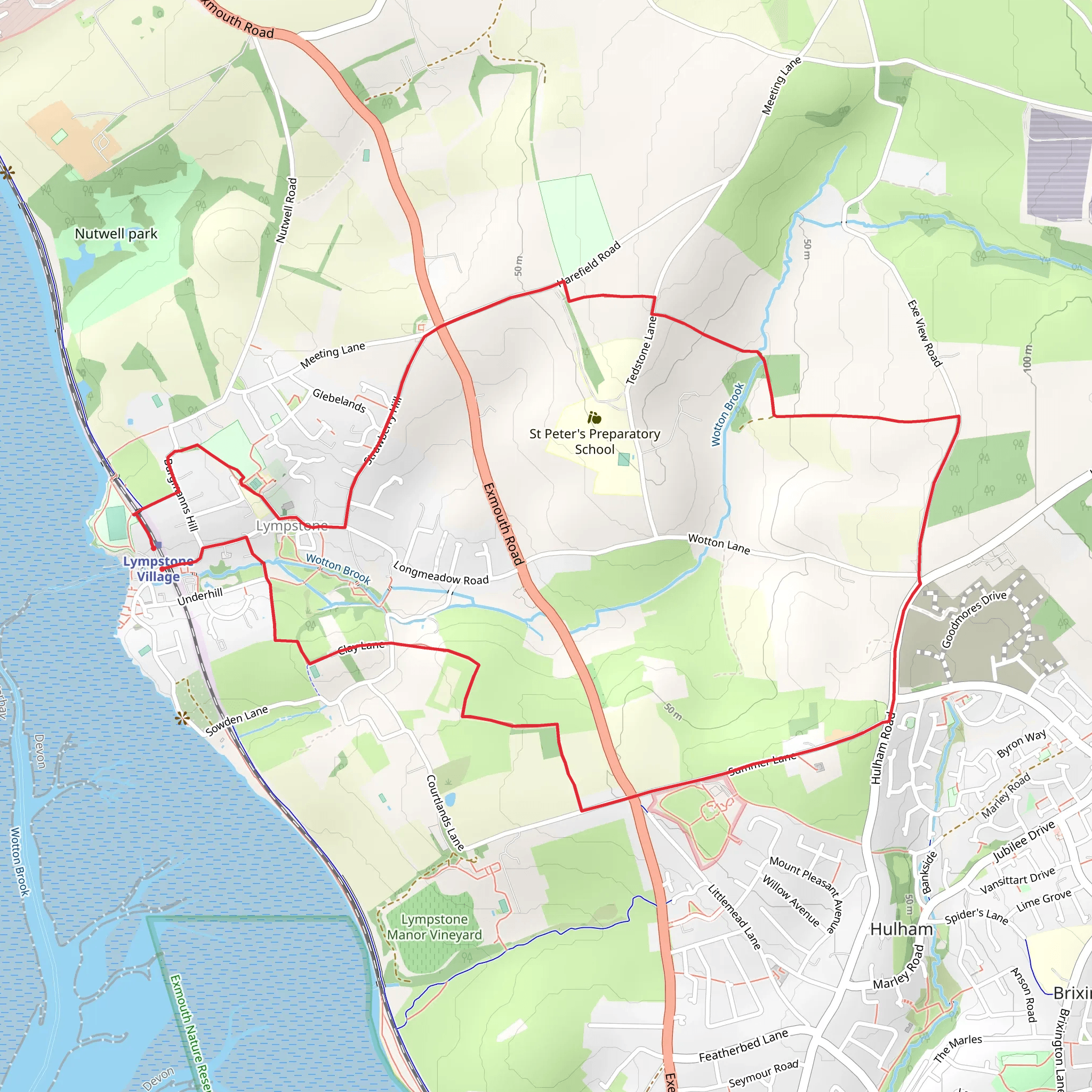 Avocet Line - Lympstone to Lympstone Common Walk mobile static map