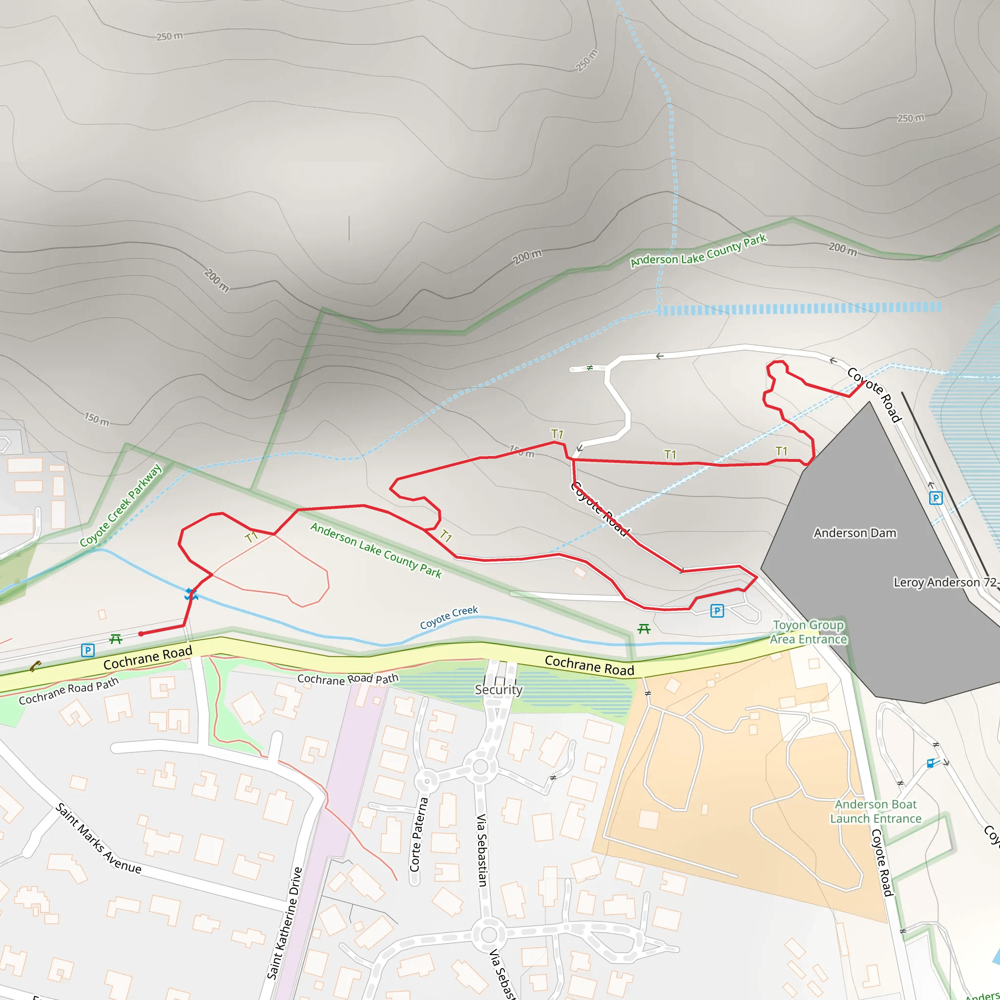 Coyote Road and Creek Loop mobile static map