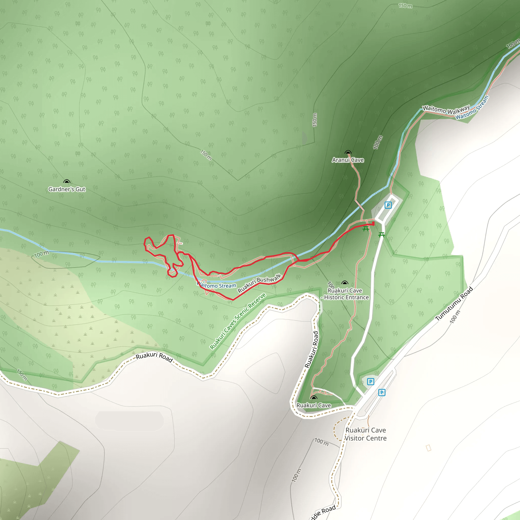 Ruakuri Tunnels Loop mobile static map