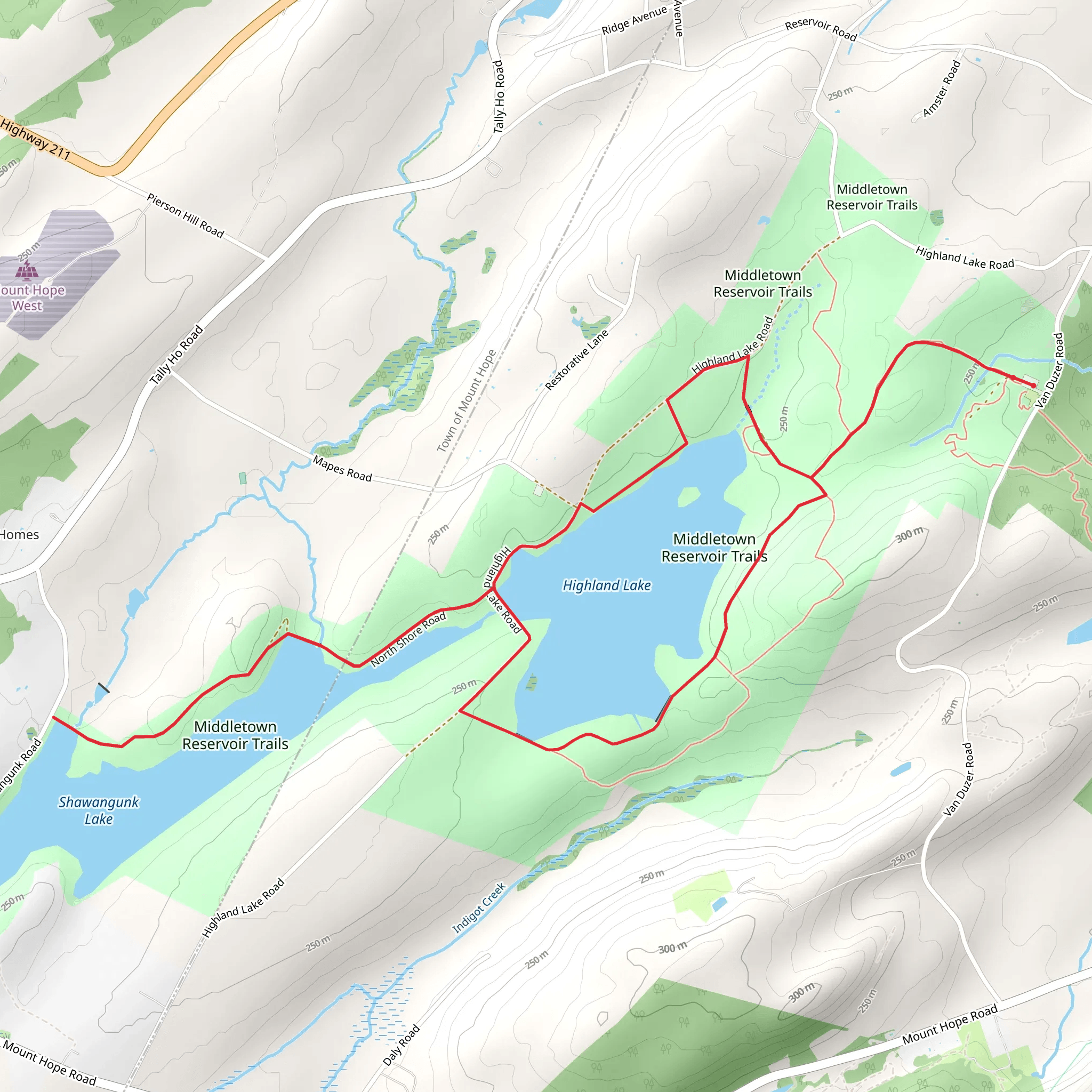 Highland Lake and Shawangunk Lake Trail mobile static map