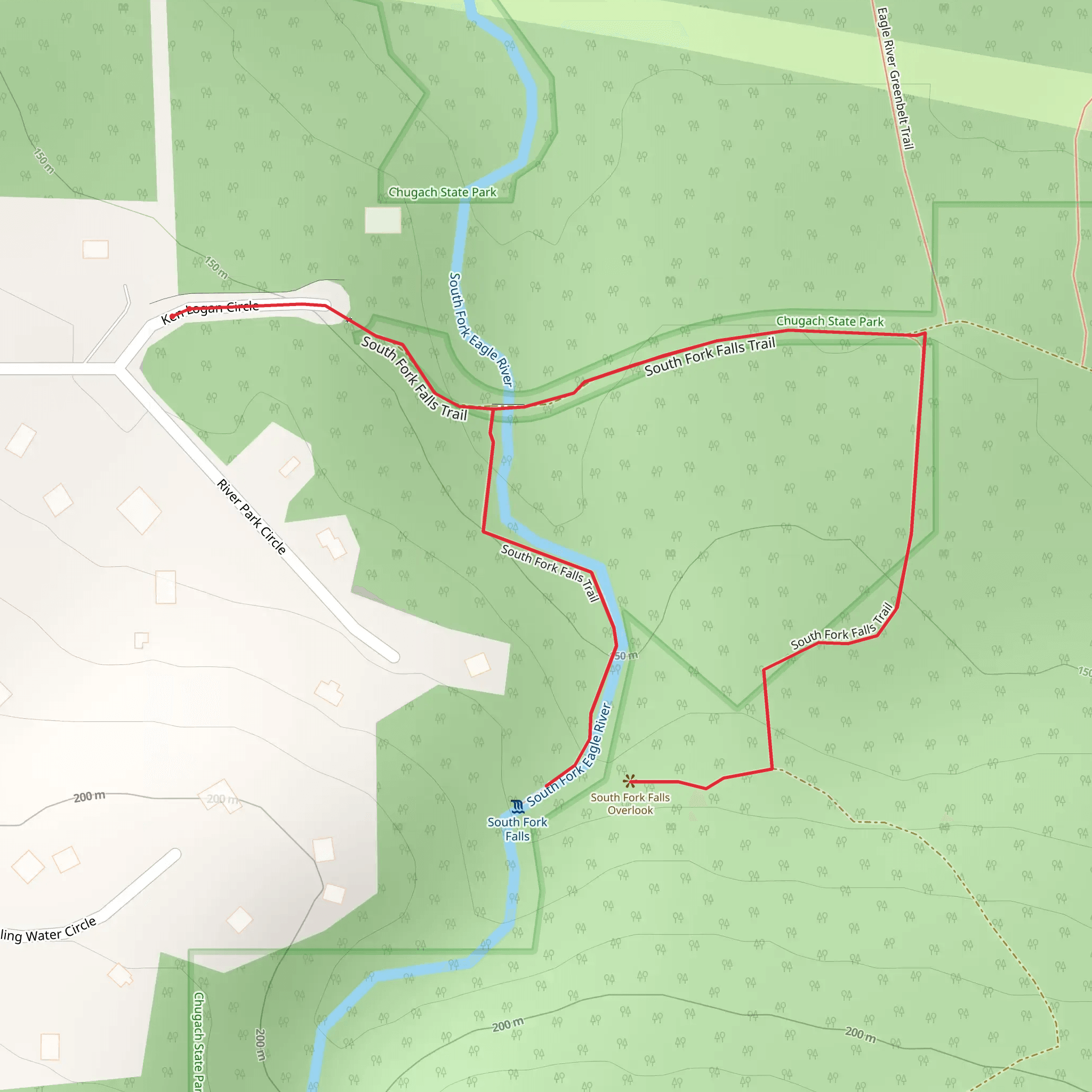South Fork Falls and Ken Logan mobile static map