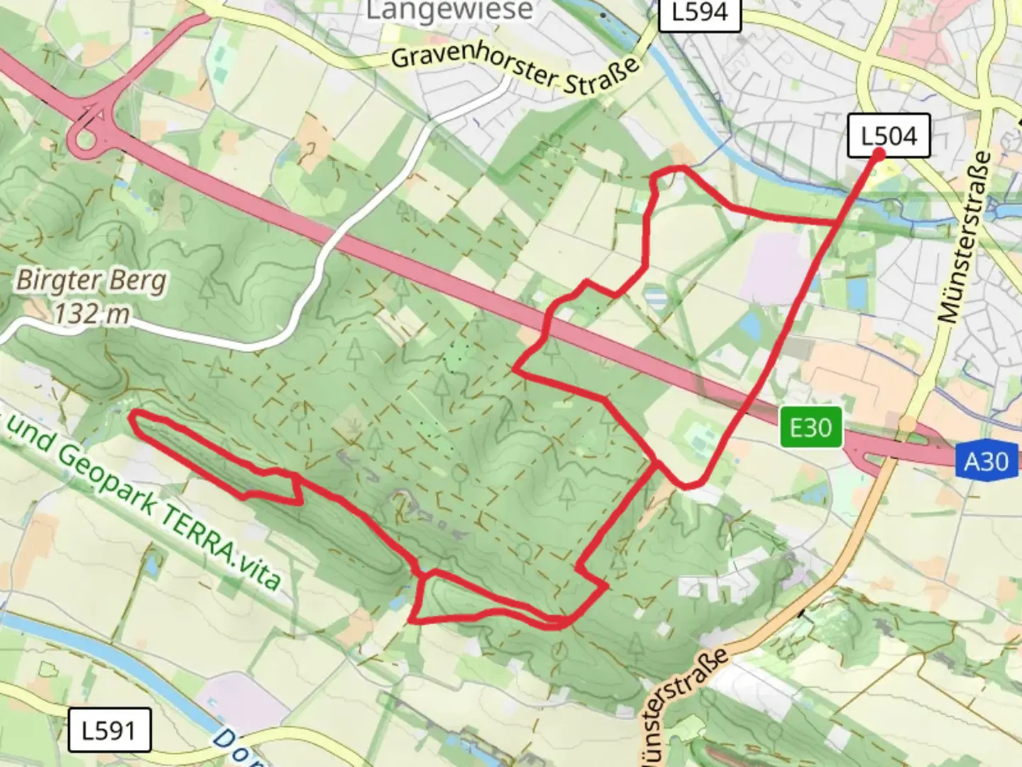 An image depicting the trail Hermannsweg - Zuweg Ibbenbueren Walk and its surrounding area.