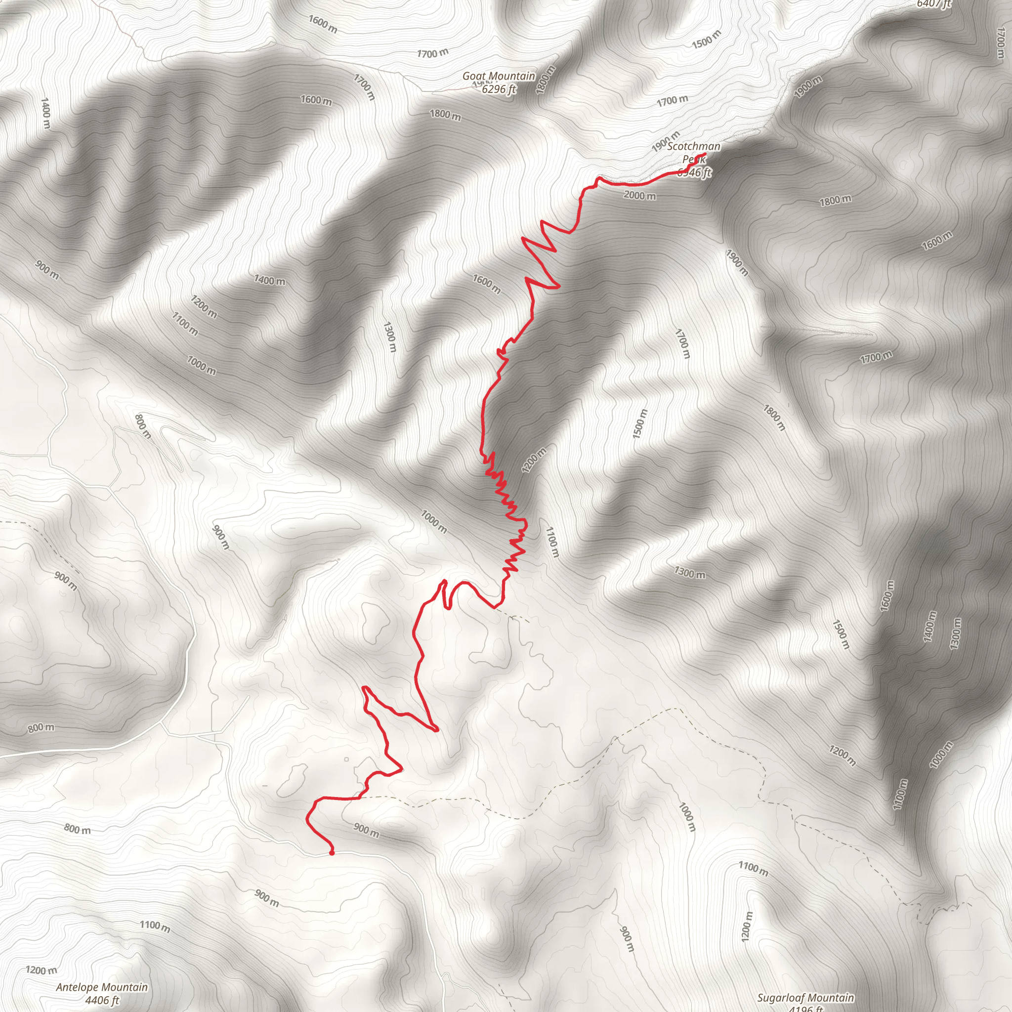 Scotchman Peak Trail mobile static map