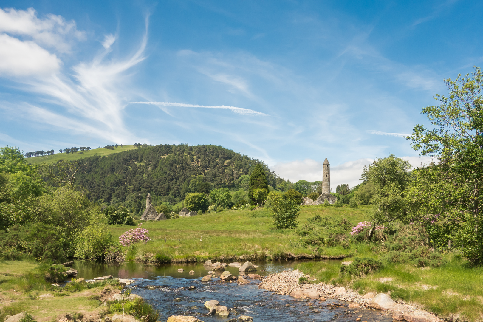 An image depicting the trail Poulanass & St Kevins Cell - Glendalough and its surrounding area.