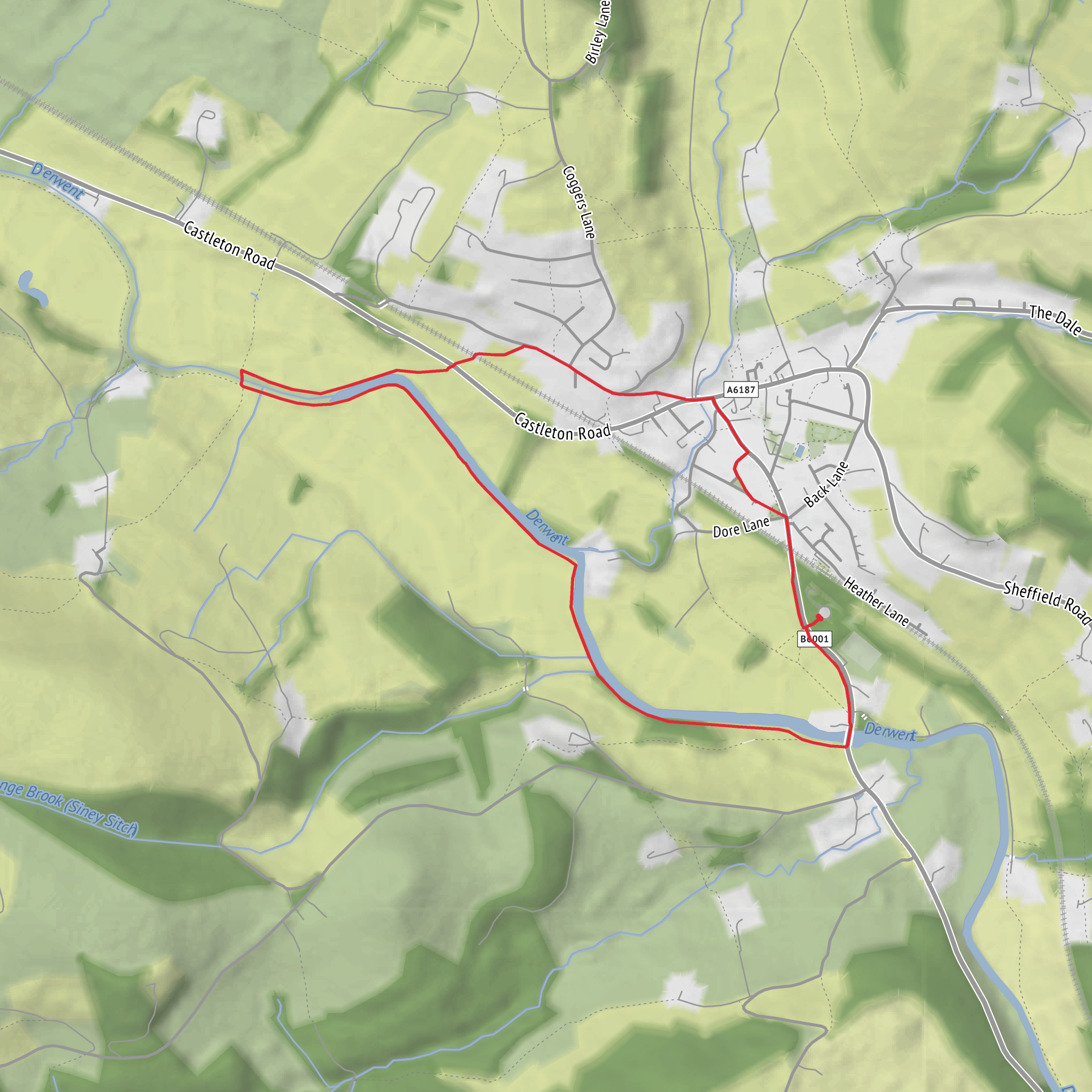 Derwent Valley, Heritage Way - Hathersage Loop mobile static map