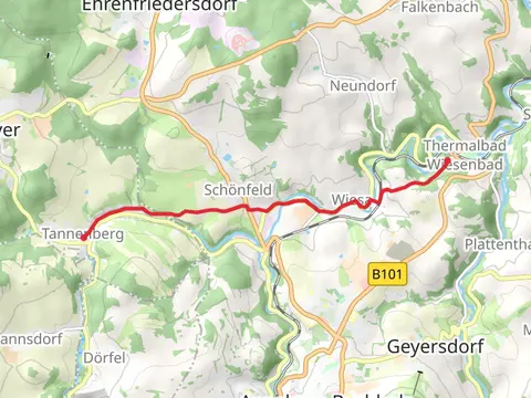 Tannenberg to Thermalbad Wiesenbad via Untere Dorfstrasse