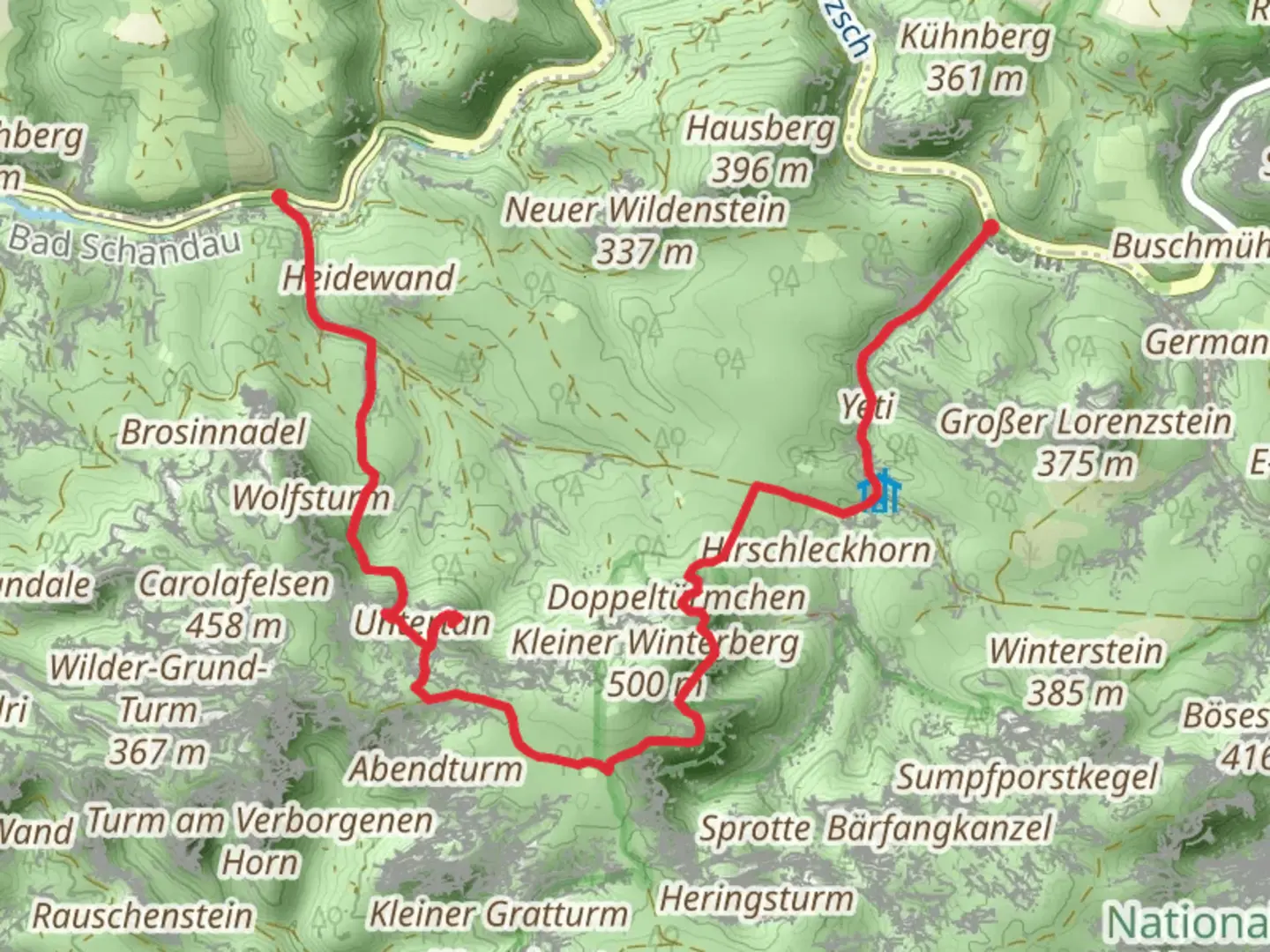 An image depicting the trail Felsenmühle to Beuthenfall Walk via Frienstein and its surrounding area.