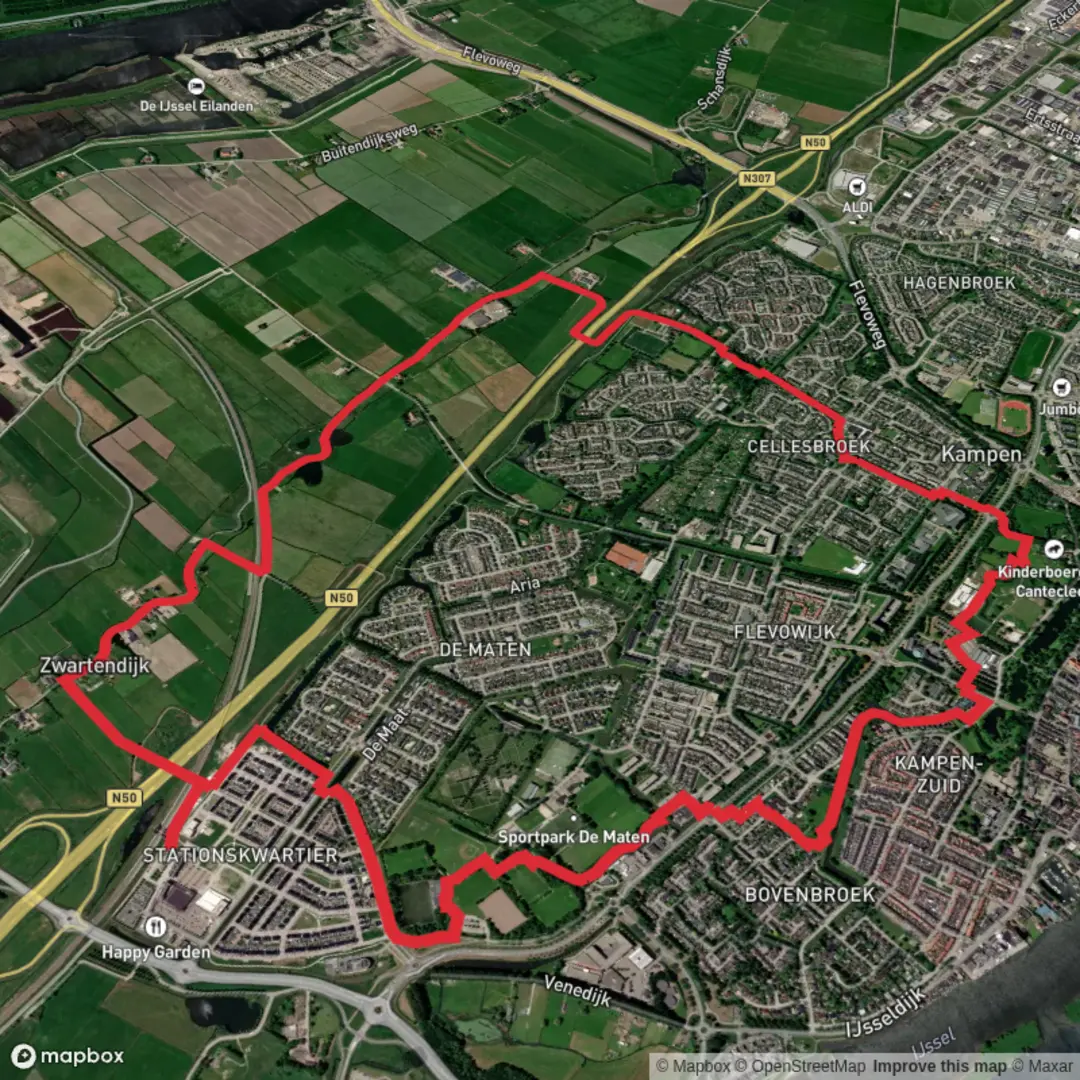 An image depicting the trail Seinerkoil, Grote Bouwkolk and Polder Broeken Loop and its surrounding area.