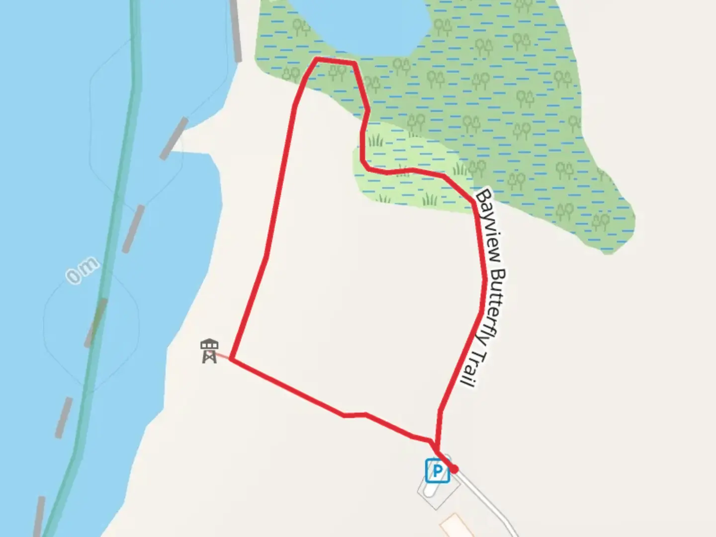 An image depicting the trail Bayview Butterfly Loop Trail and its surrounding area.