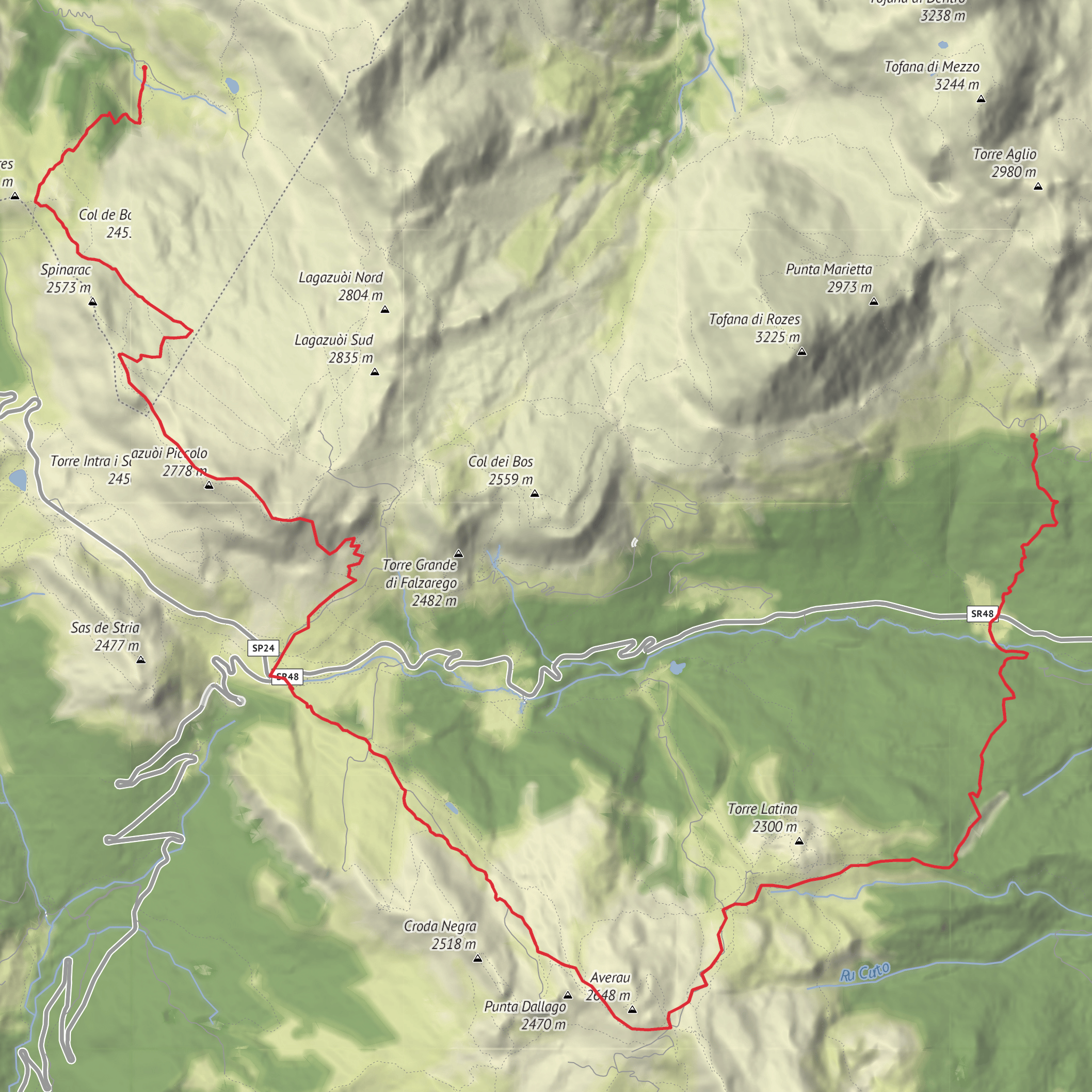 Utia Scotoni to Rifuge A Dibona via Forc Averau mobile static map