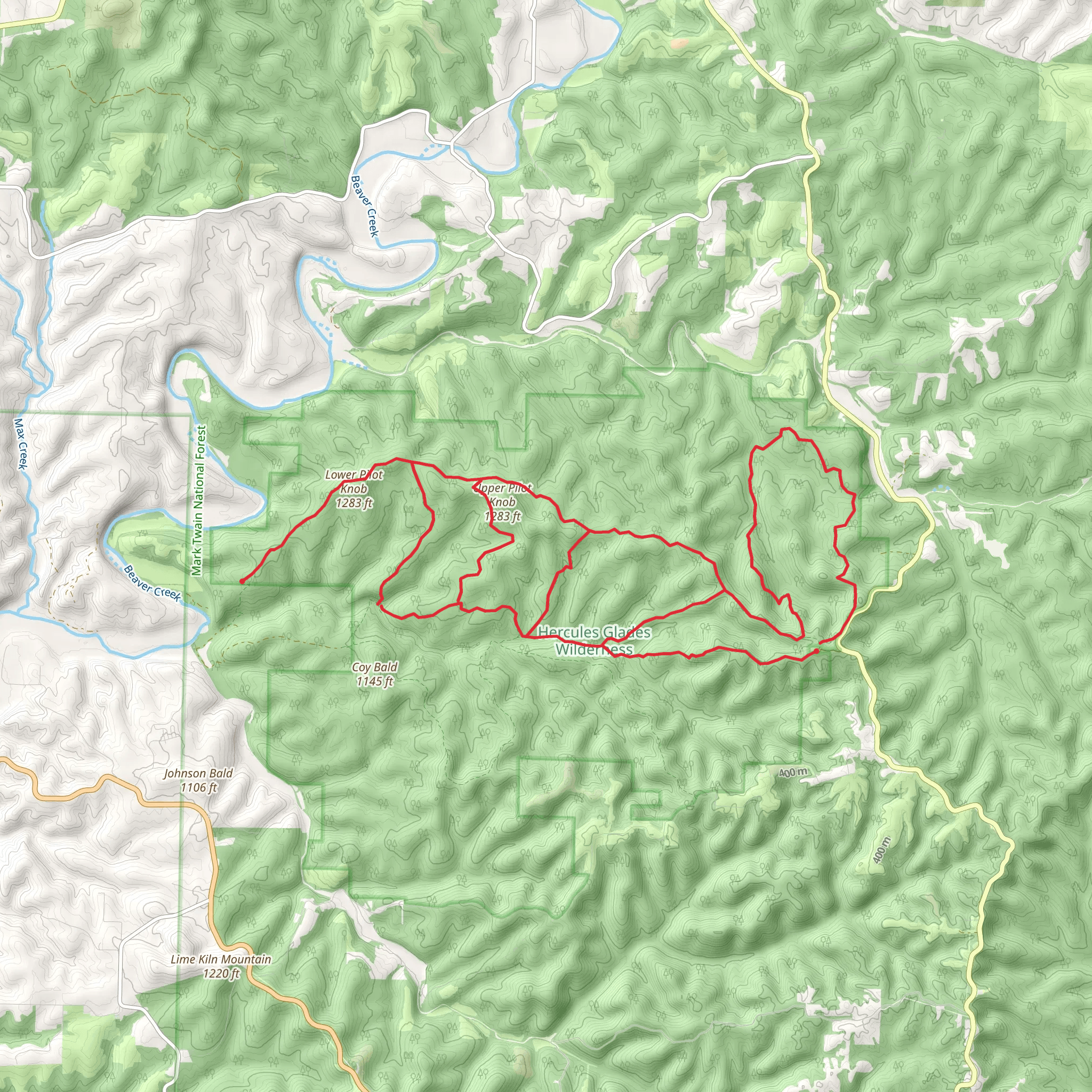 Herucles Glades Wilderness Loop mobile static map