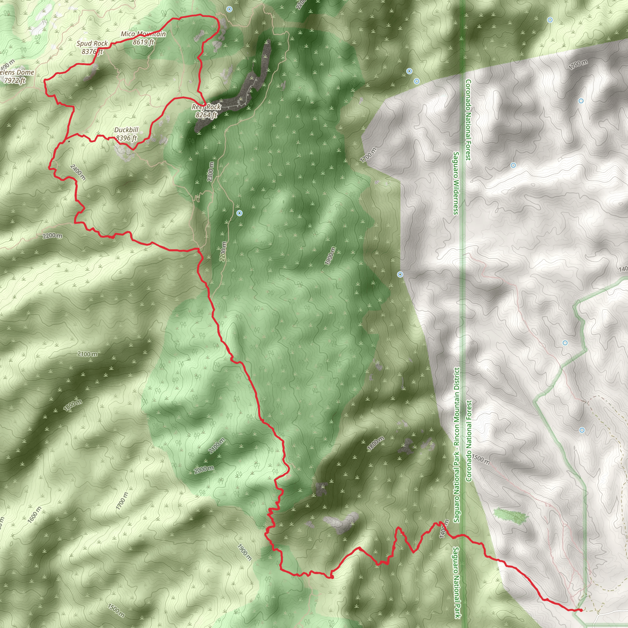 Fire Loop via Miller Canyon Trail mobile static map