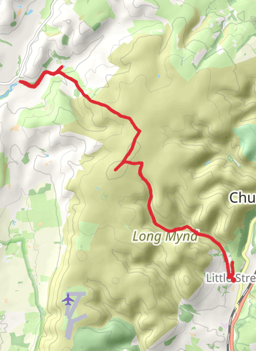 Little Stretton to Bridges and back. mobile static map