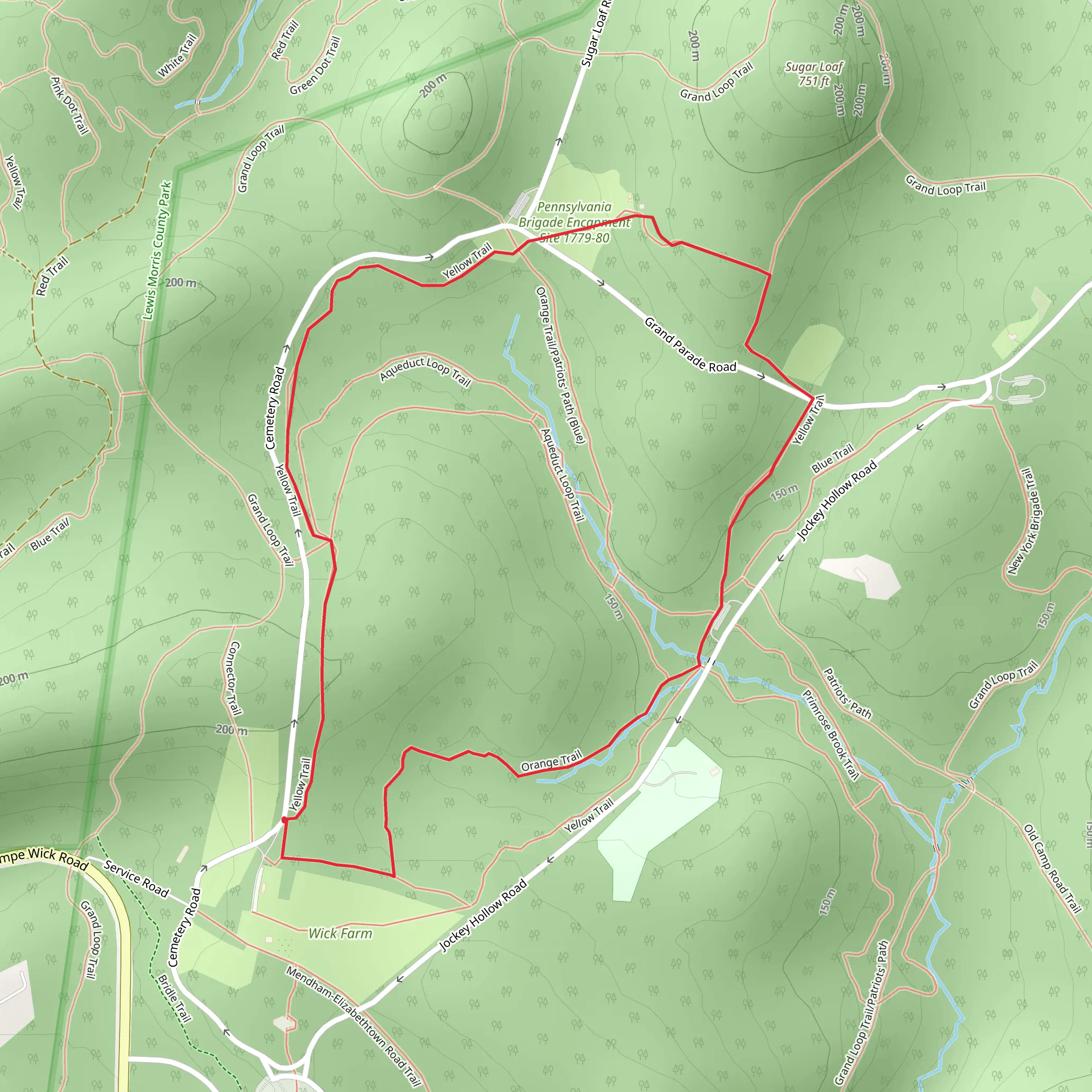 Yellow Trail and Orange Loop Trail mobile static map