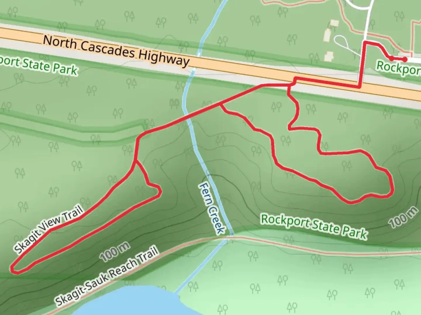 An image depicting the trail Skagit View and Sauk Springs Loop Trail and its surrounding area.