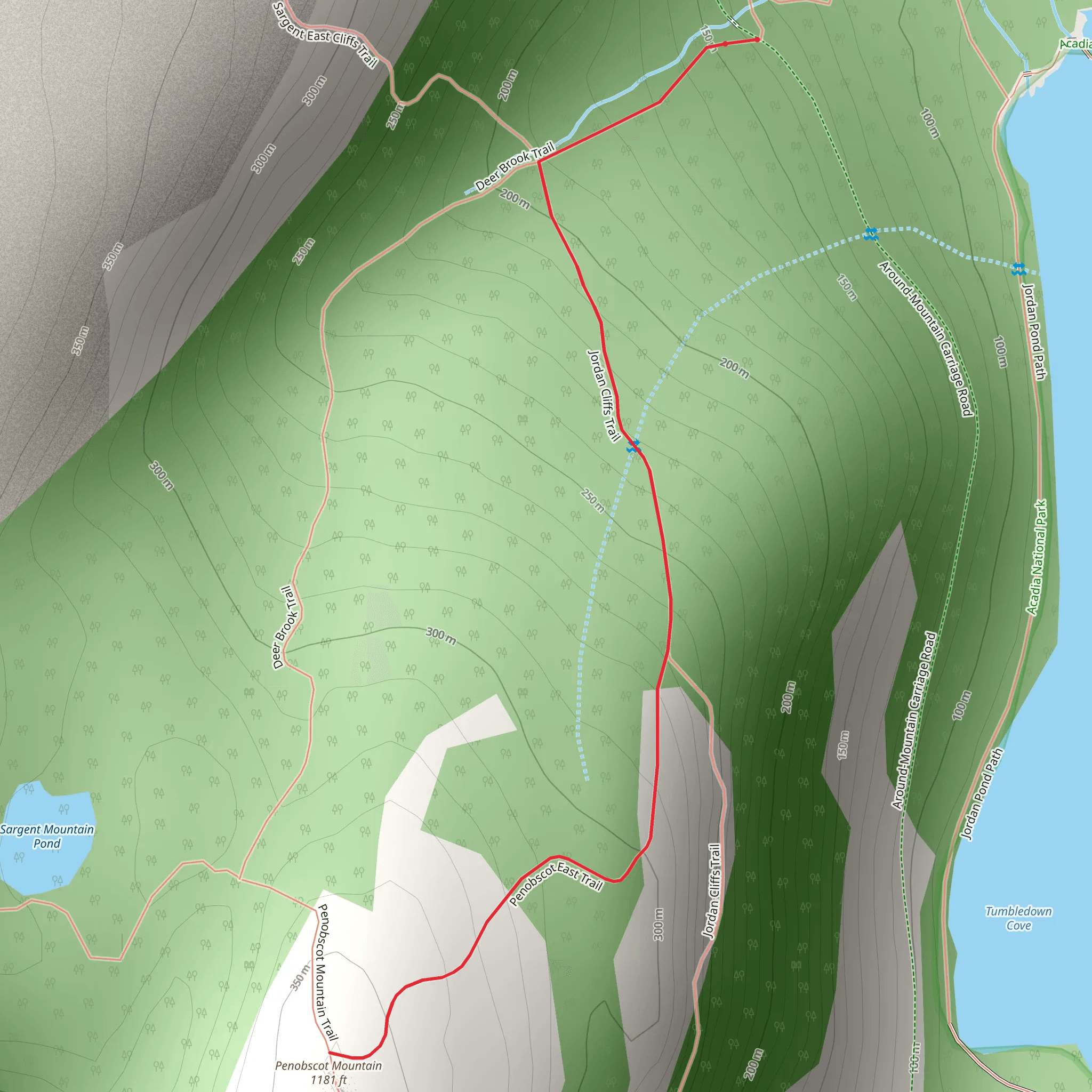 Penobscot East Trail via Deer Brook Trail mobile static map