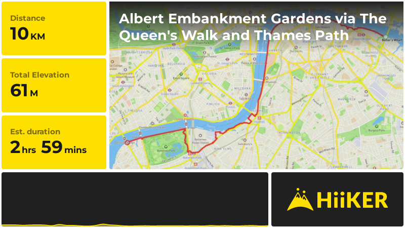 Albert Embankment Gardens via The Queen's Walk and Thames Path | Londo