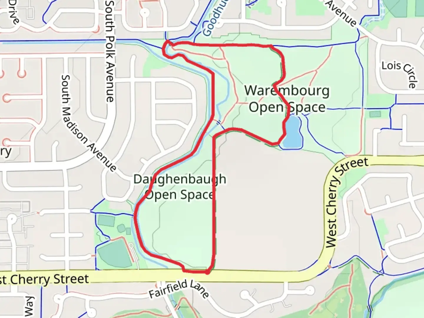 An image depicting the trail Daughenbaugh Open Space Loop and its surrounding area.
