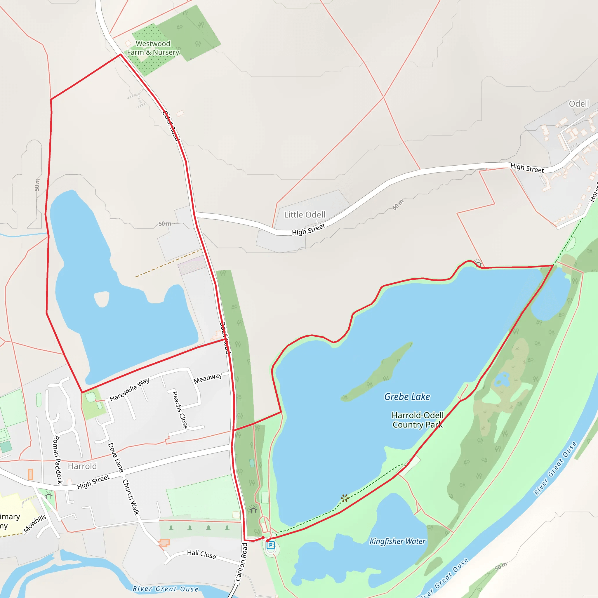 Harrold Odell Country Park mobile static map