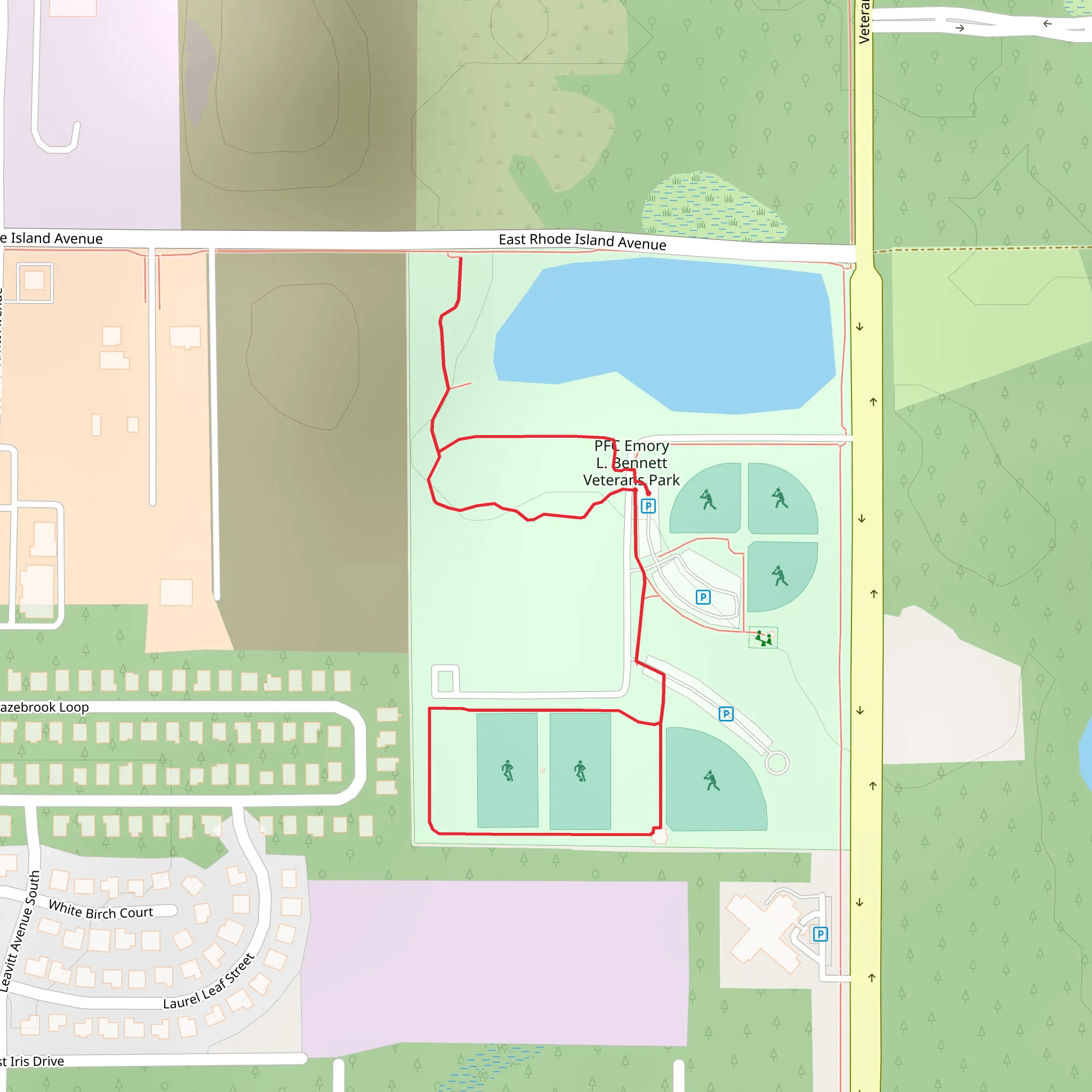 PFC Emory L Bennett Veterans Memorial Park Loop mobile static map