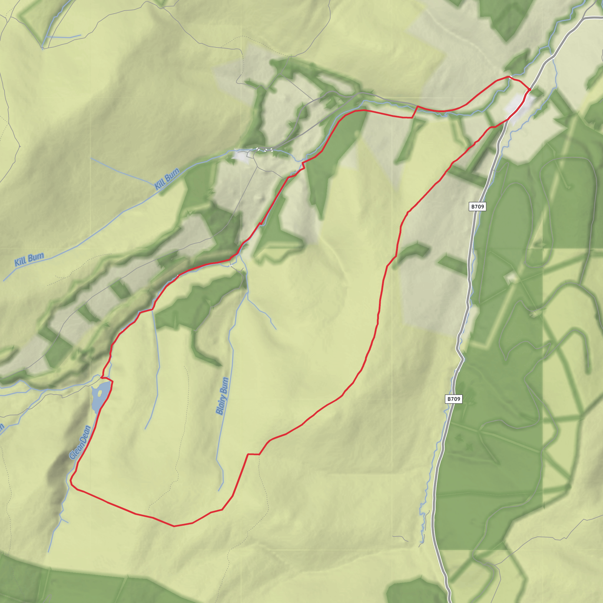 Loch Eddy, Deuchar Law and Blake Muir Loop mobile static map