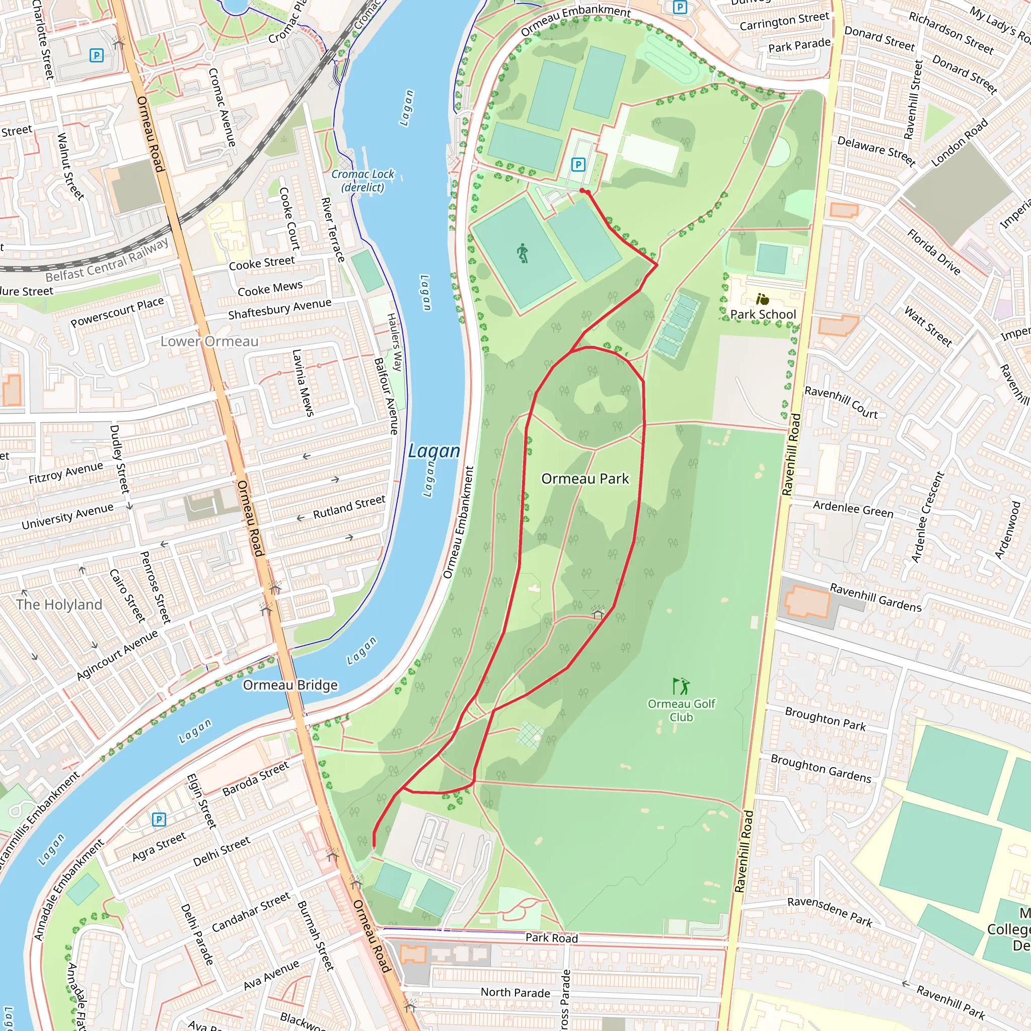 Ormeau Park mobile static map