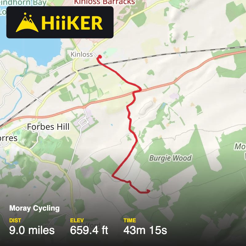 A map preview of the recording Moray Cycling.
