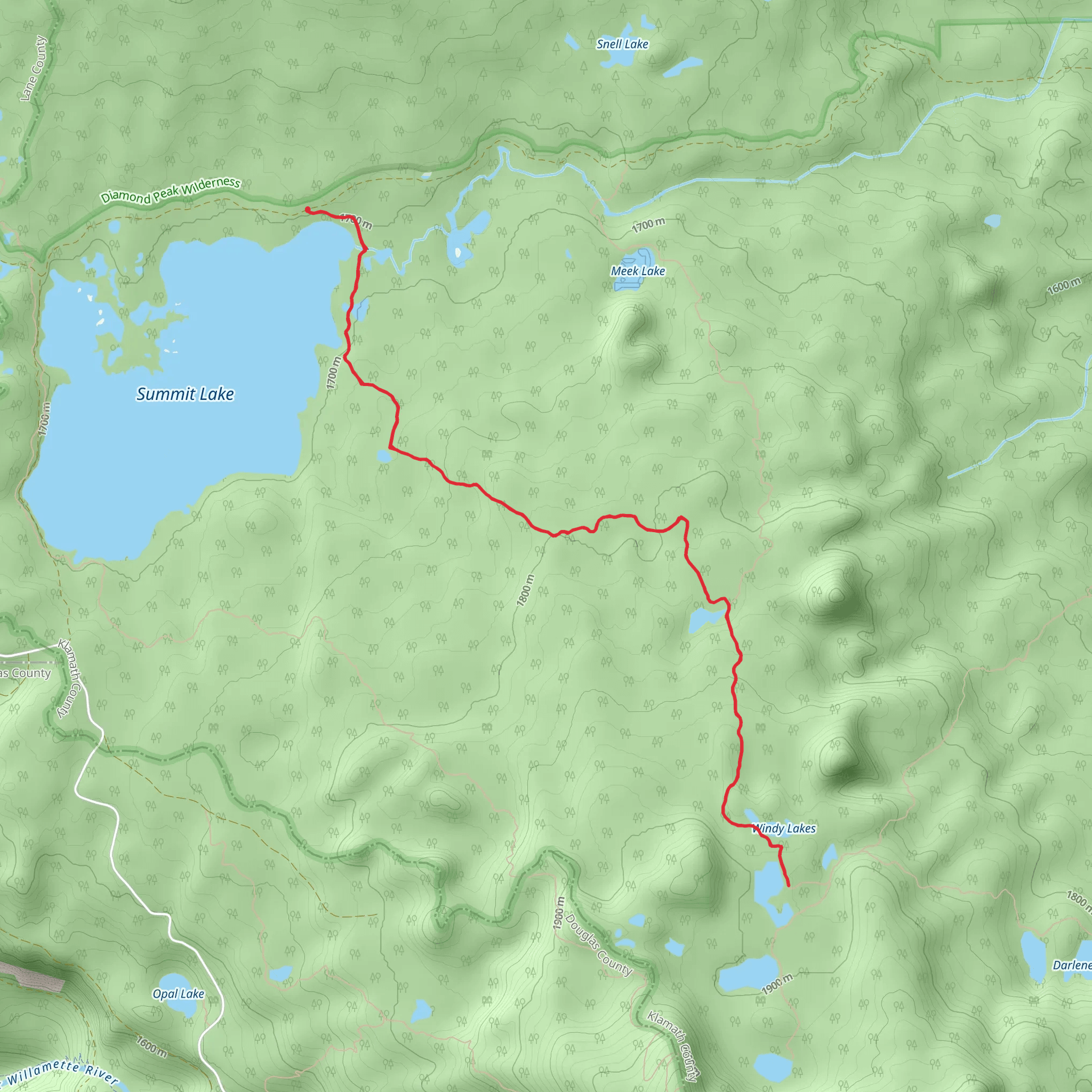 Summit Lake - Windy Lakes Trail mobile static map