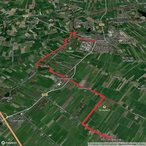 Pleinstraat to Leerdam via Wiel Van Bassa and Het Wiel Fort