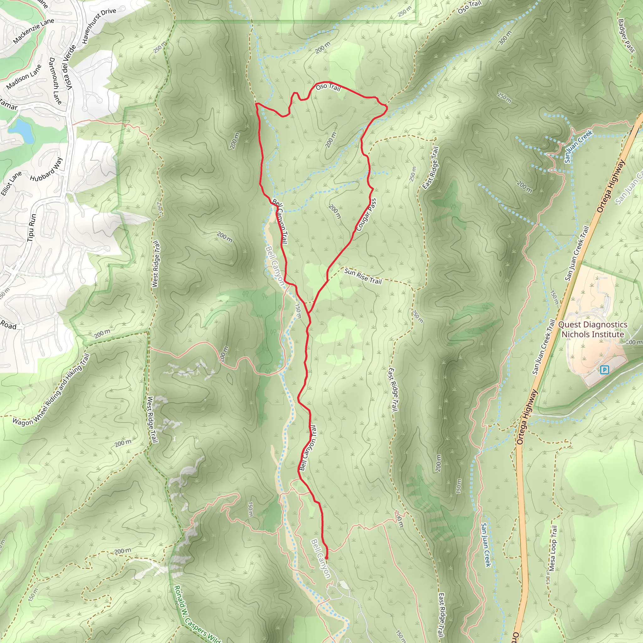 Caspers Park Road Loop mobile static map