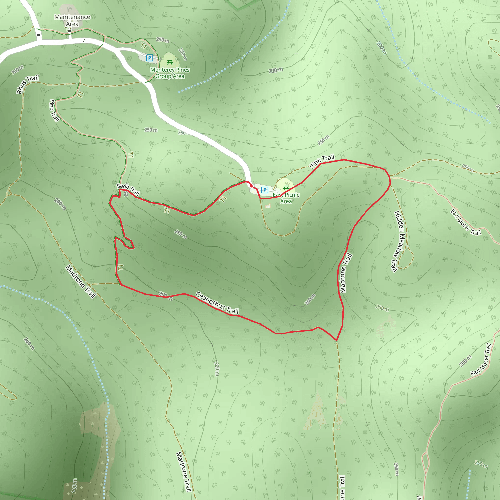 Sage, Ceanothus and Madrone Loop Trail mobile static map
