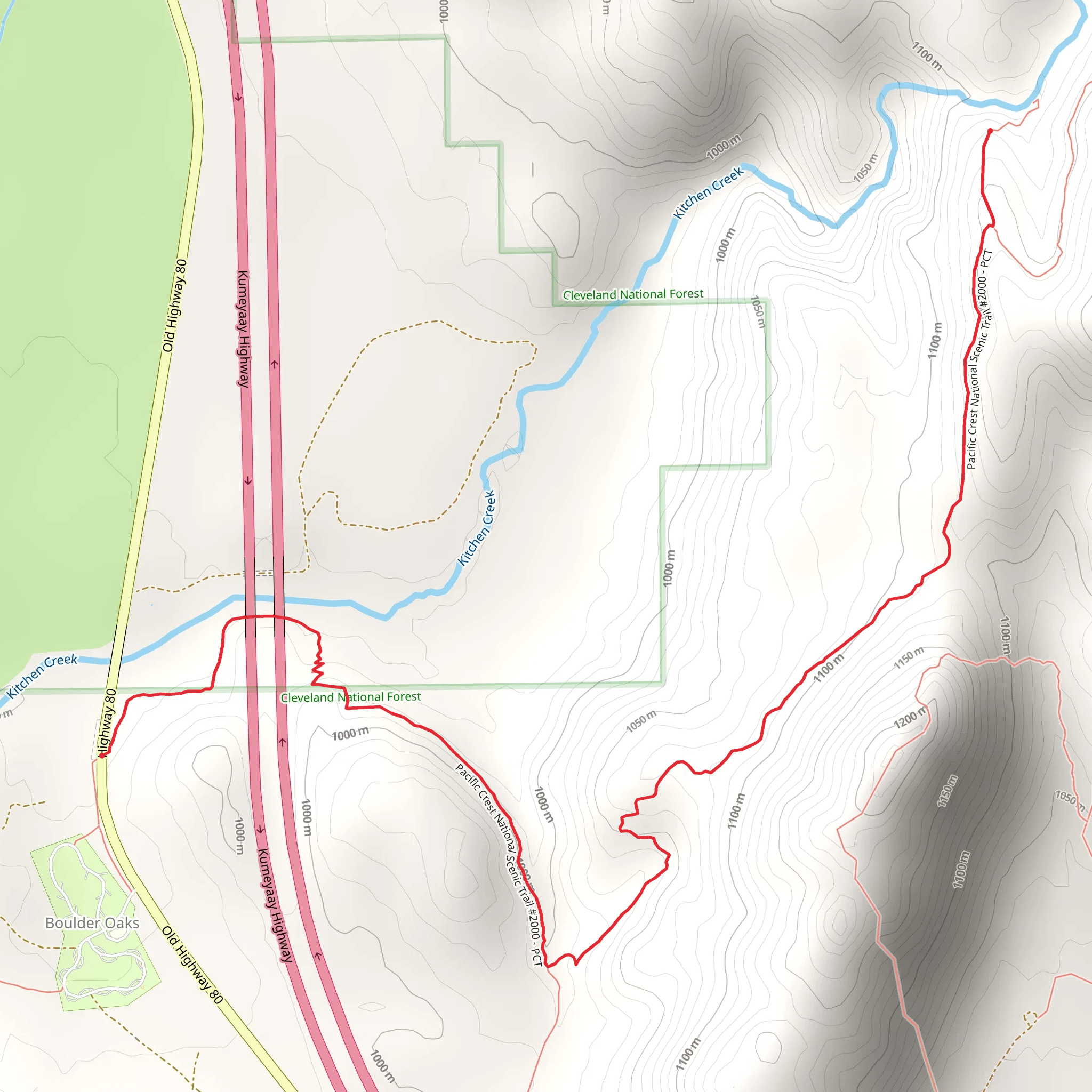 Kitchen Creek Trail mobile static map