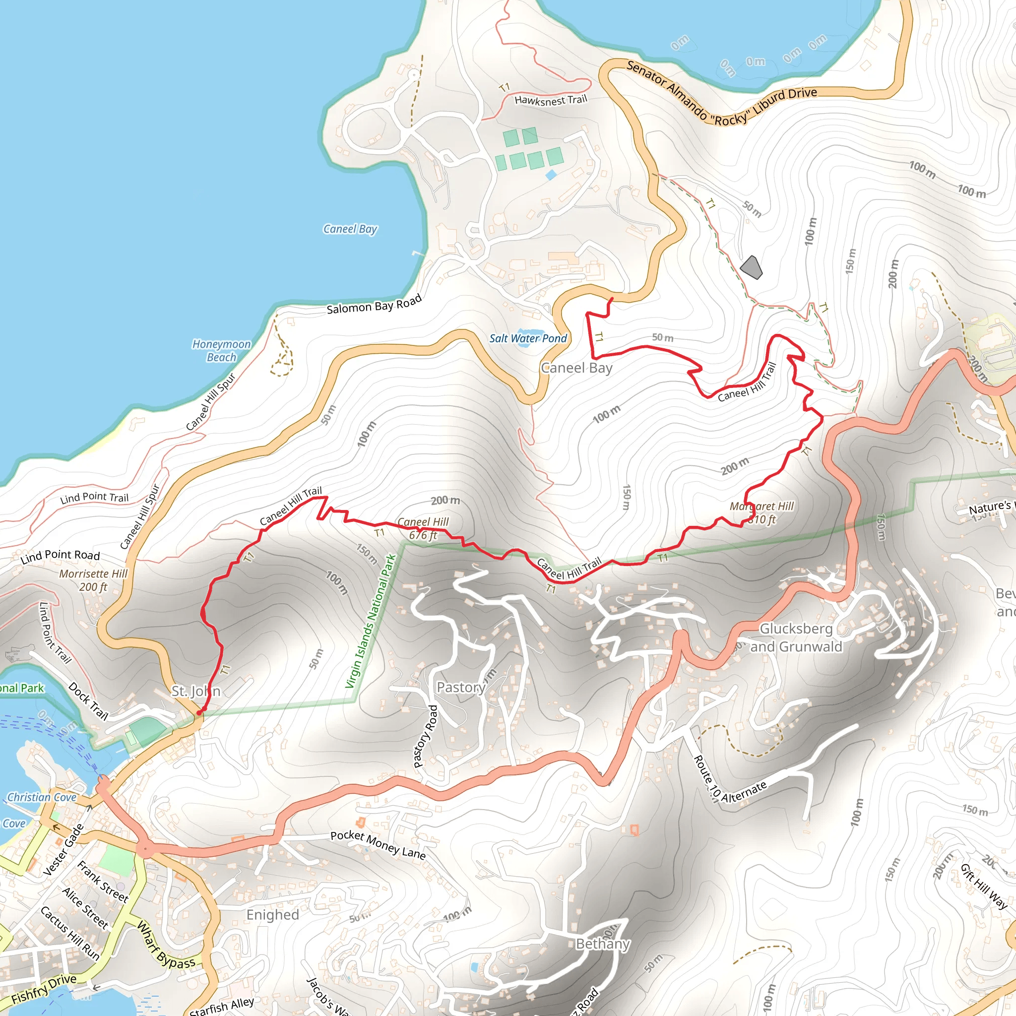 Caneel Hill Trail mobile static map