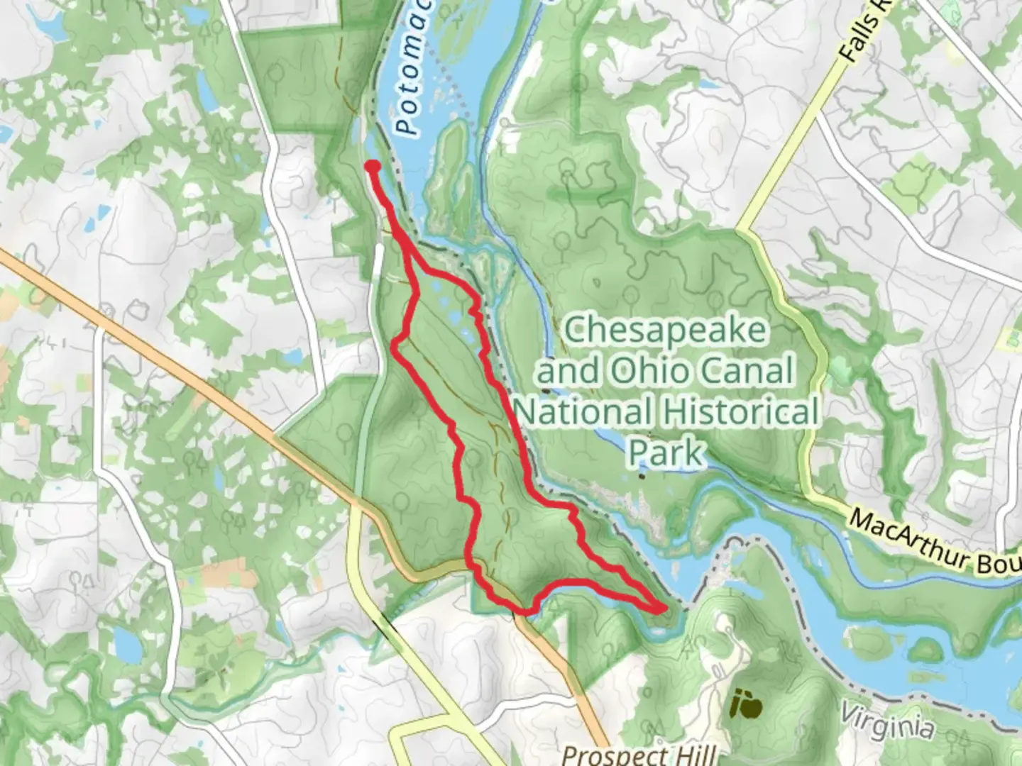 An image depicting the trail Potomac River and Swamp Trail Loop and its surrounding area.