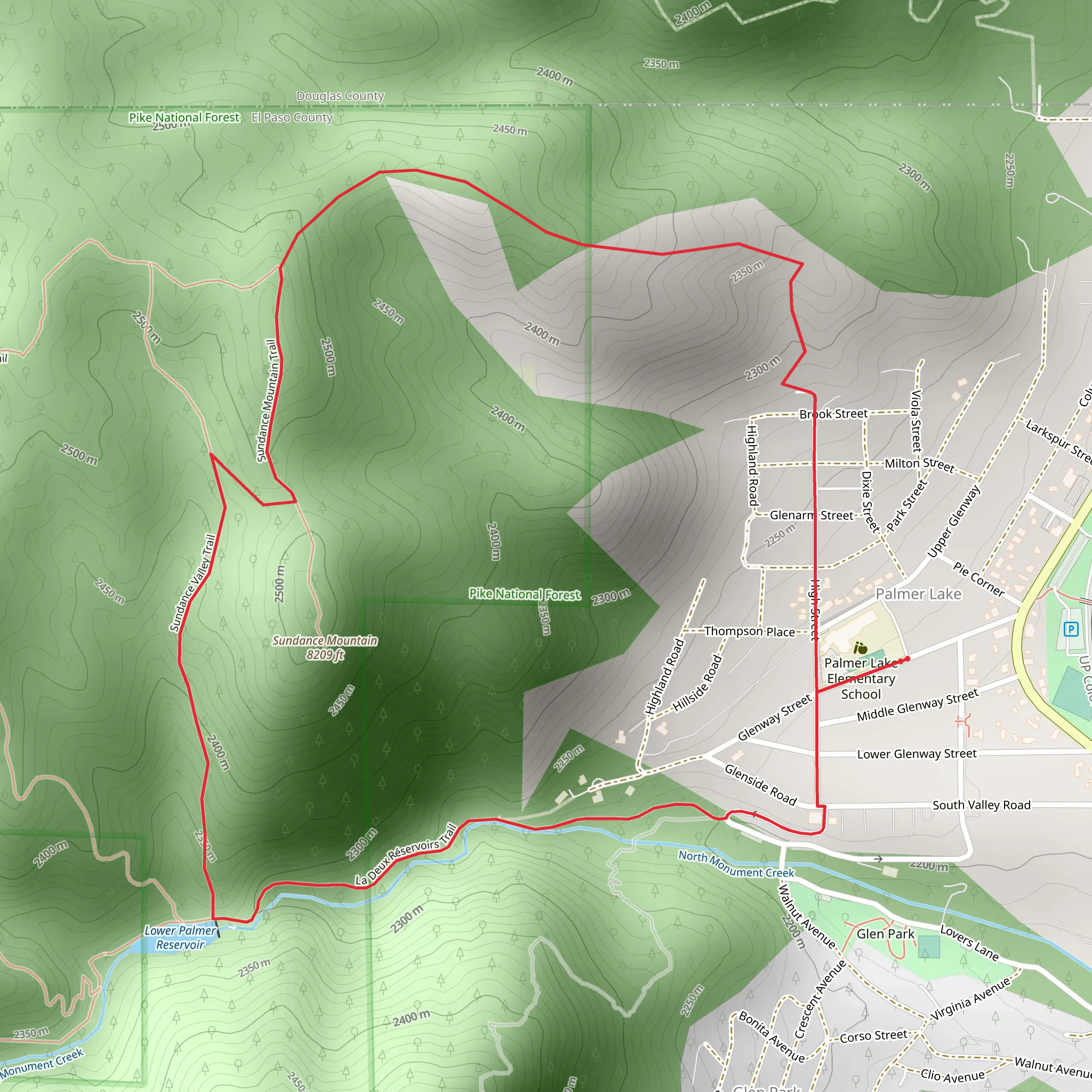 Sundance Vallet Trail and La Deux Reservoirs Loop Trail mobile static map