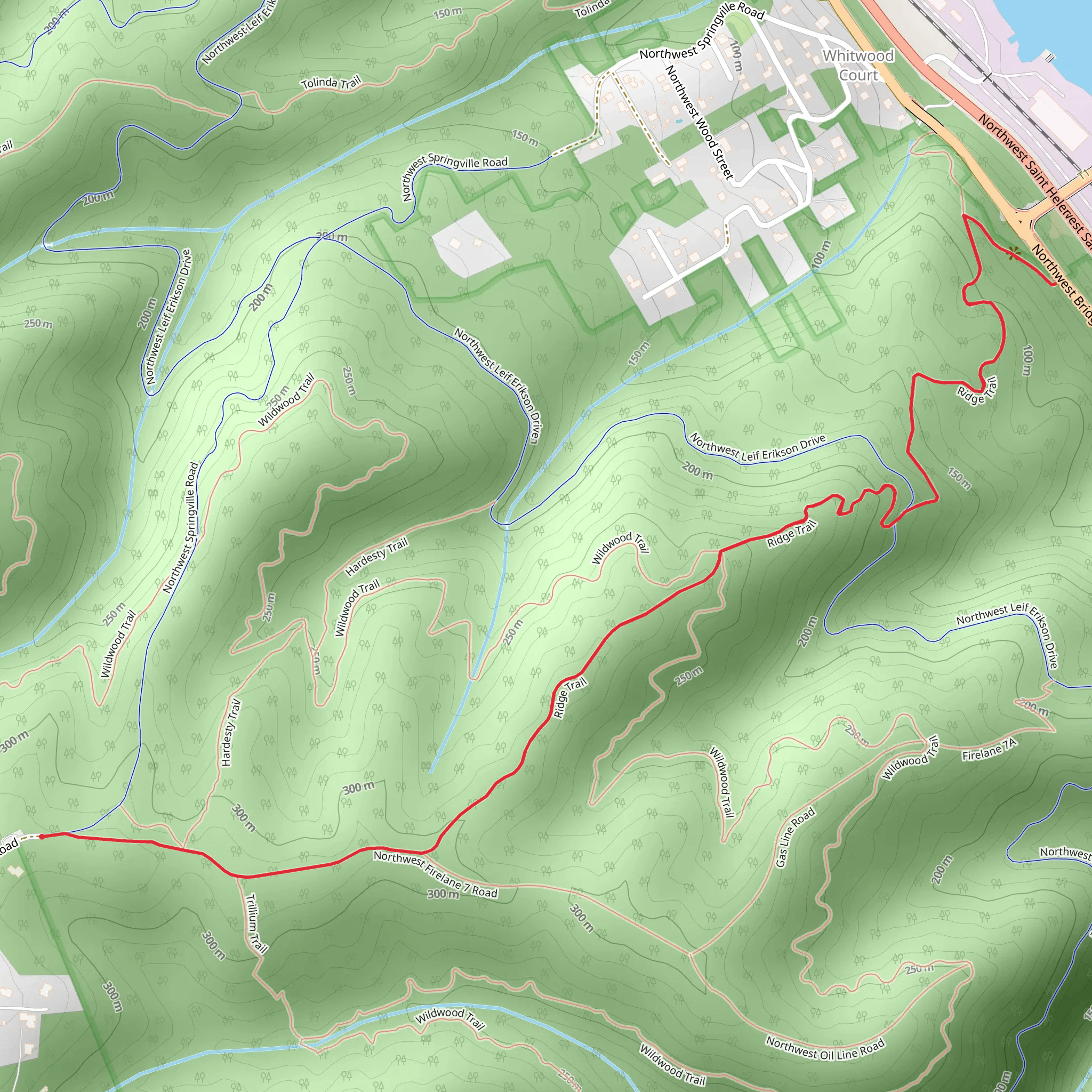 Northwest Firelane 7 Road and Ridge Trail mobile static map