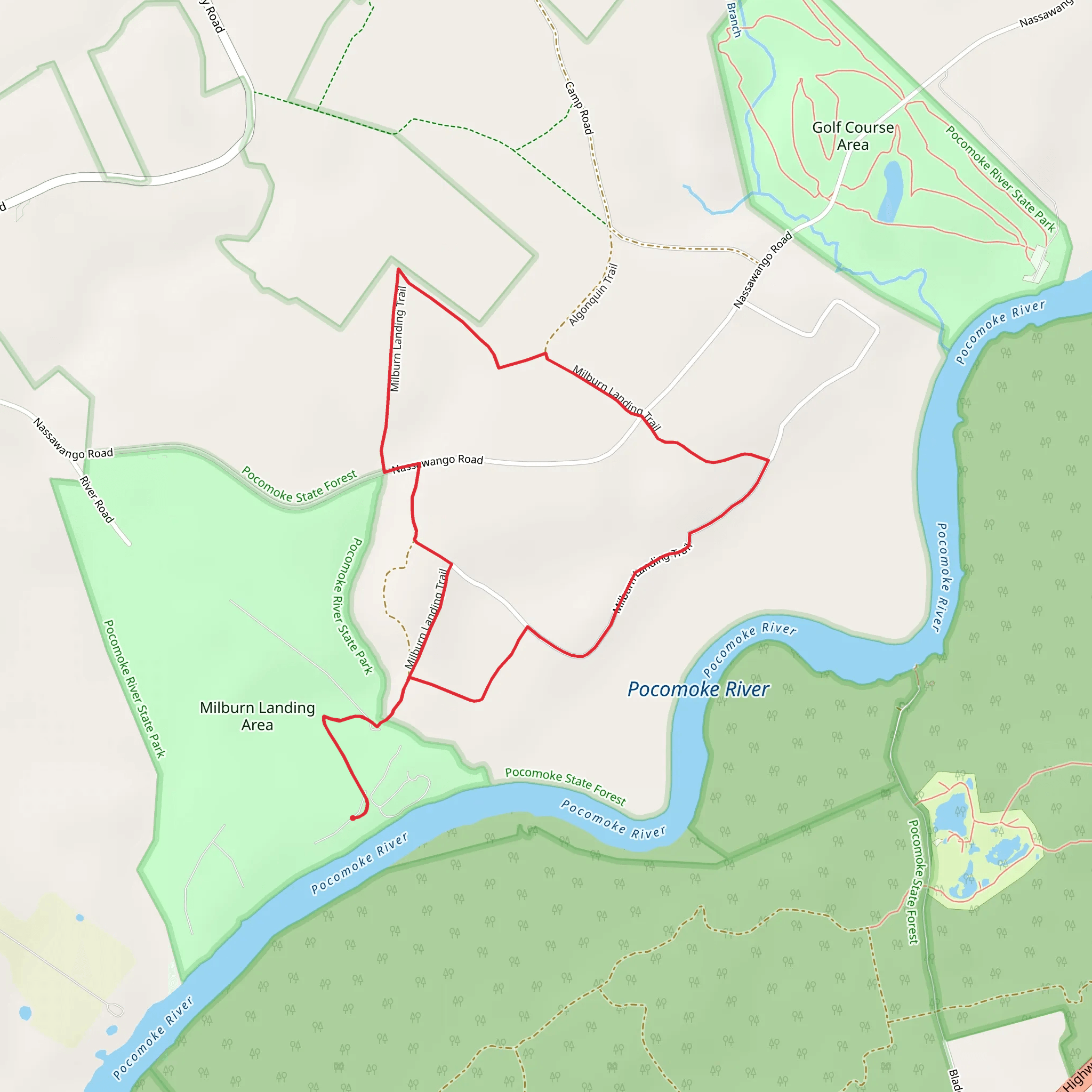 Milburn Landing Trail Loop mobile static map