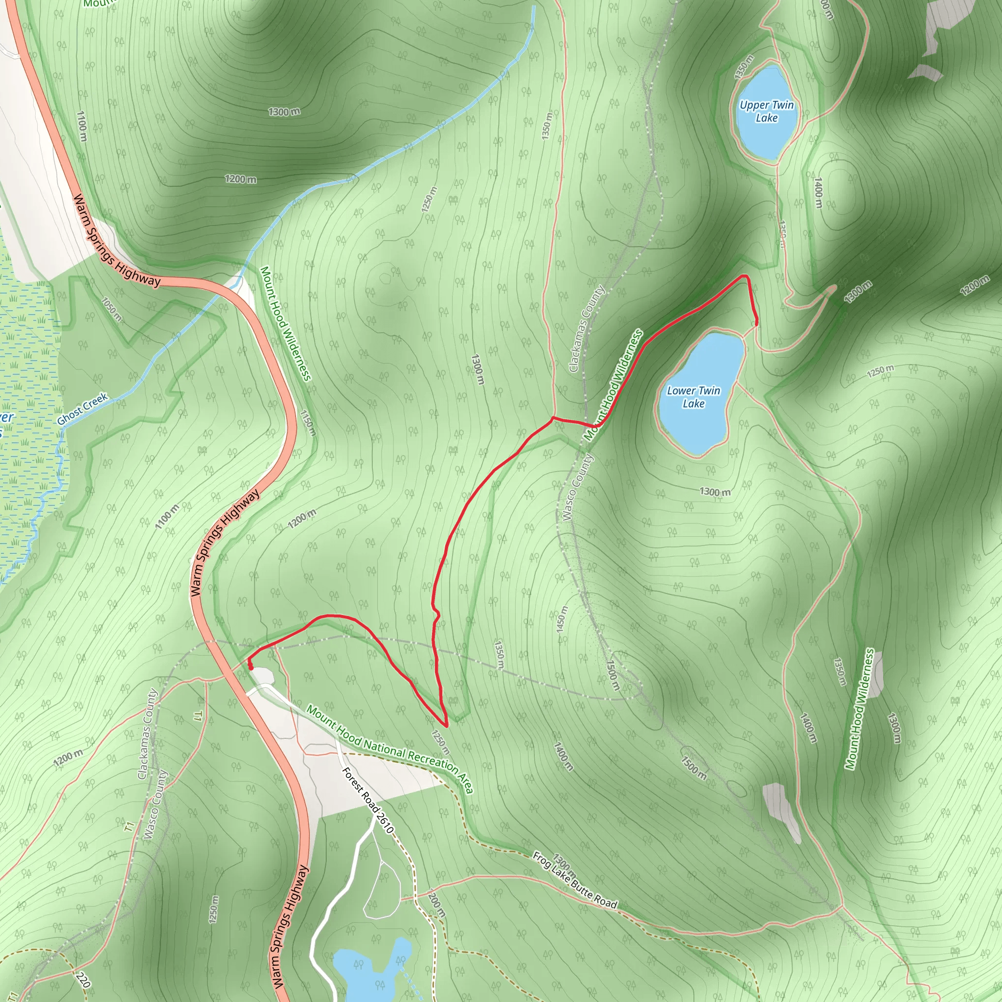 Lower Twin Lake via Pacific Crest Trail mobile static map