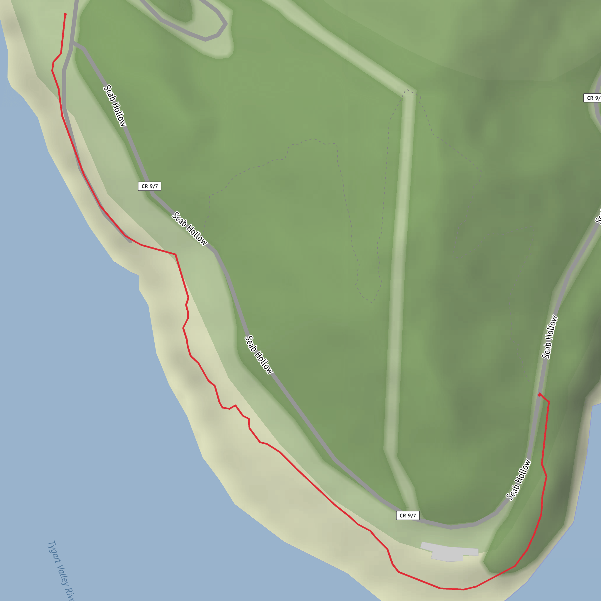 Tygart Dam Trail mobile static map