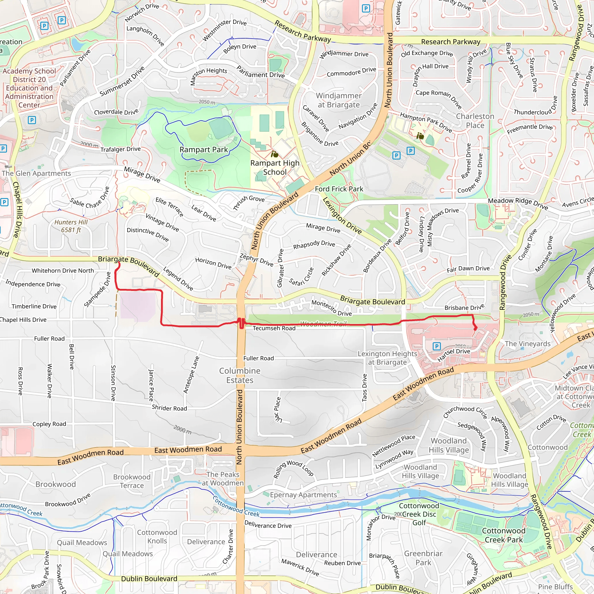 Woodmen Trail mobile static map