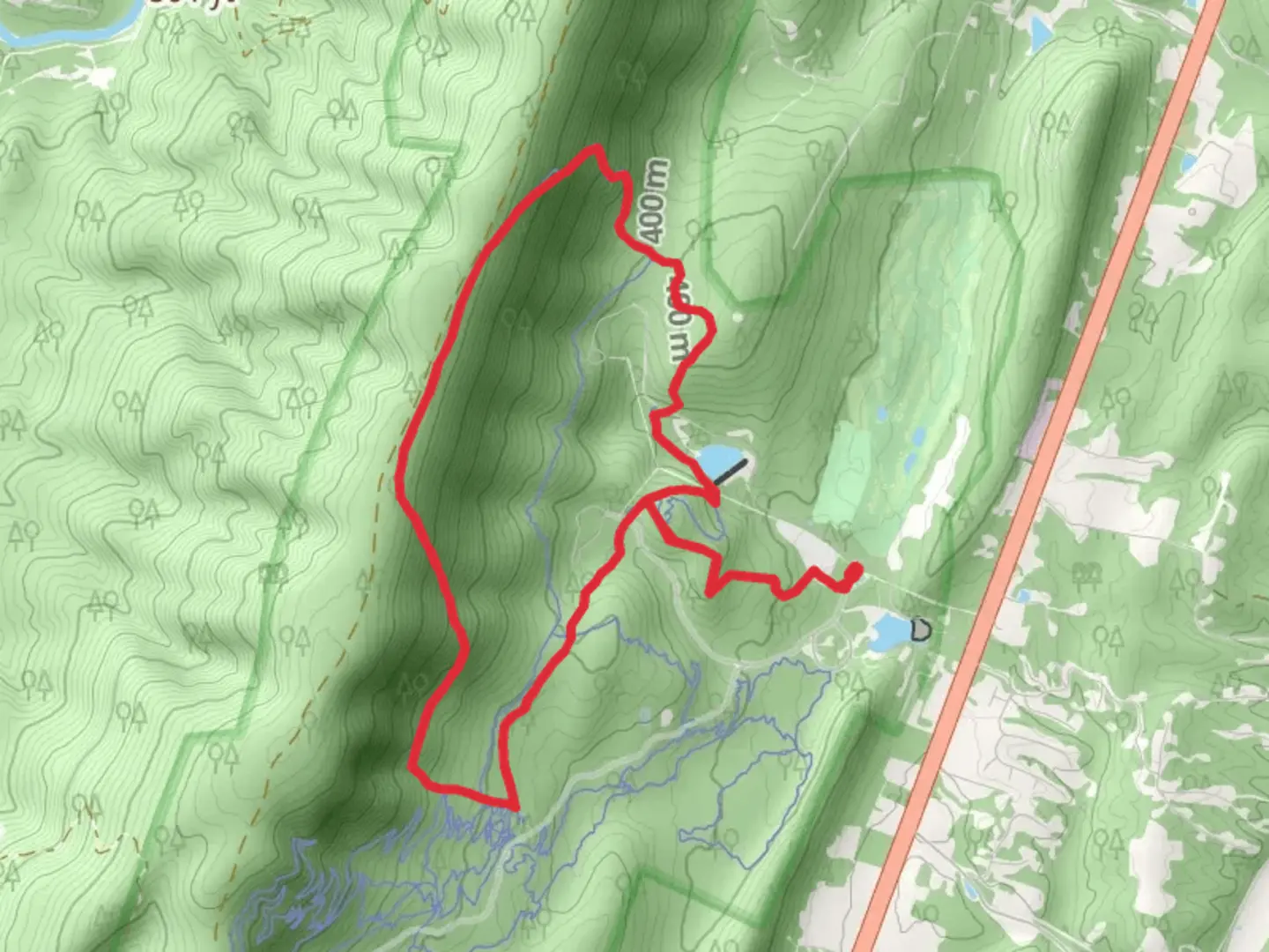 An image depicting the trail Ziler Trail and Central Loop Trail and its surrounding area.