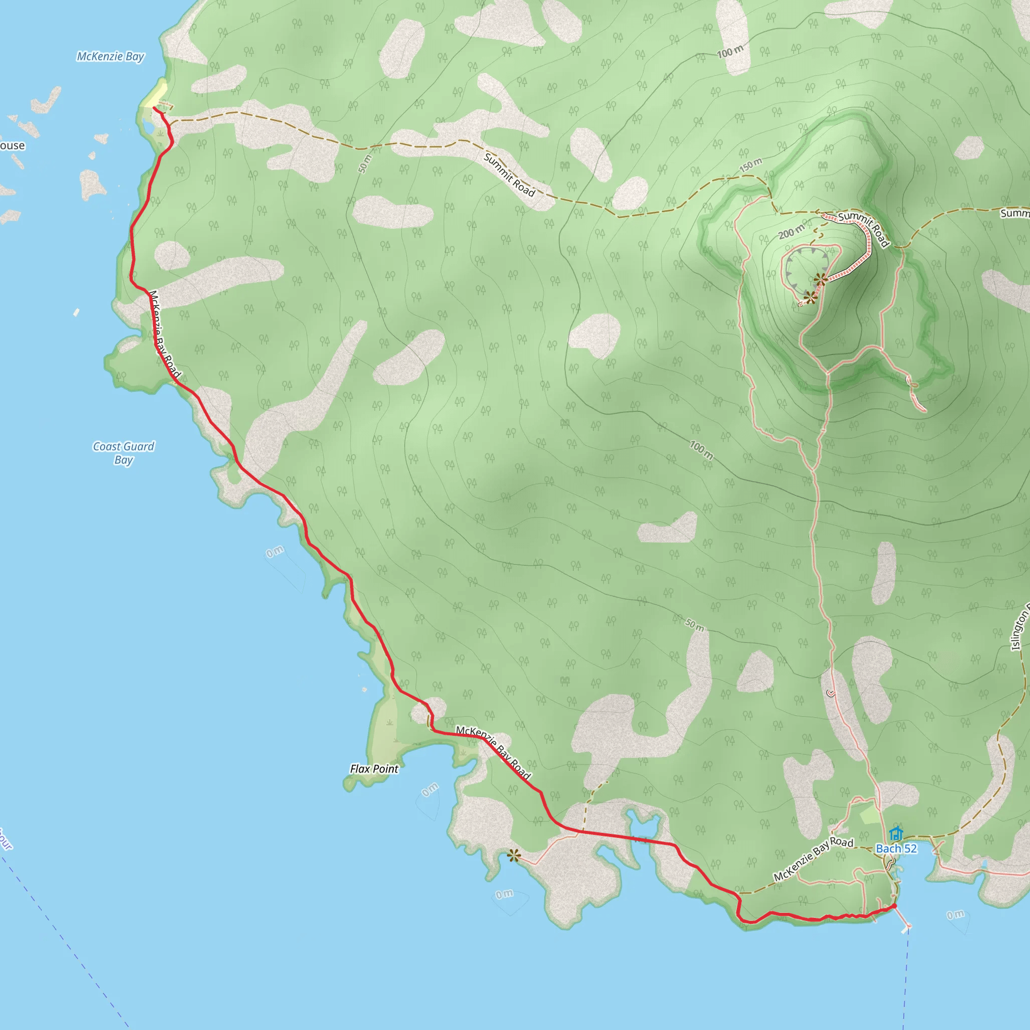 Rangitoto Island Longer Walks - Lighthouse Walk to Mckenzie Bay mobile static map