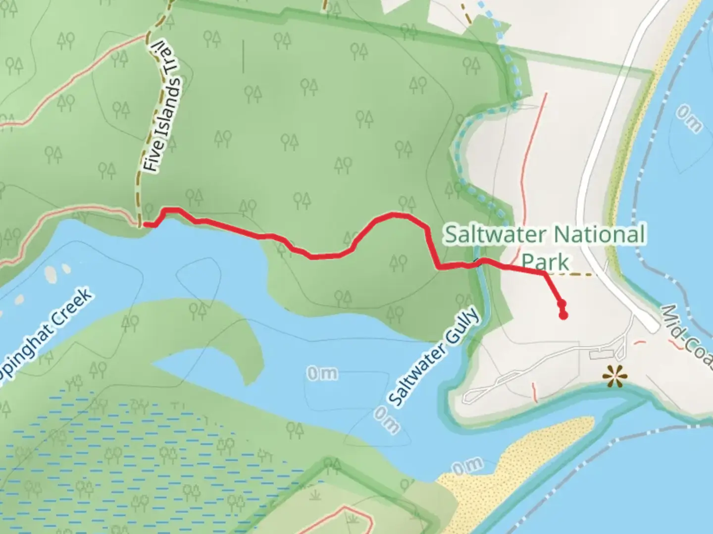 An image depicting the trail Five Islands Track and its surrounding area.