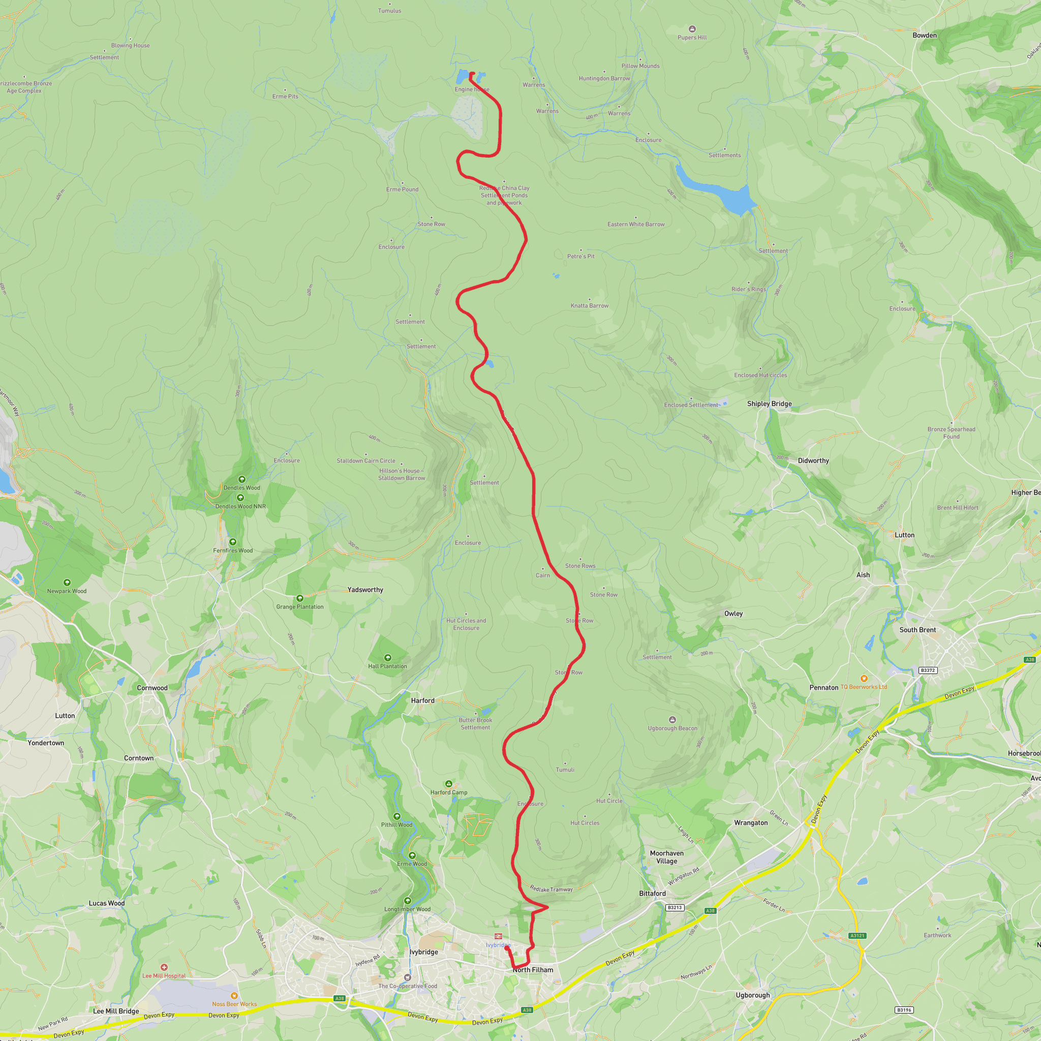 Red Lake out and back from Ivy Bridge mobile static map