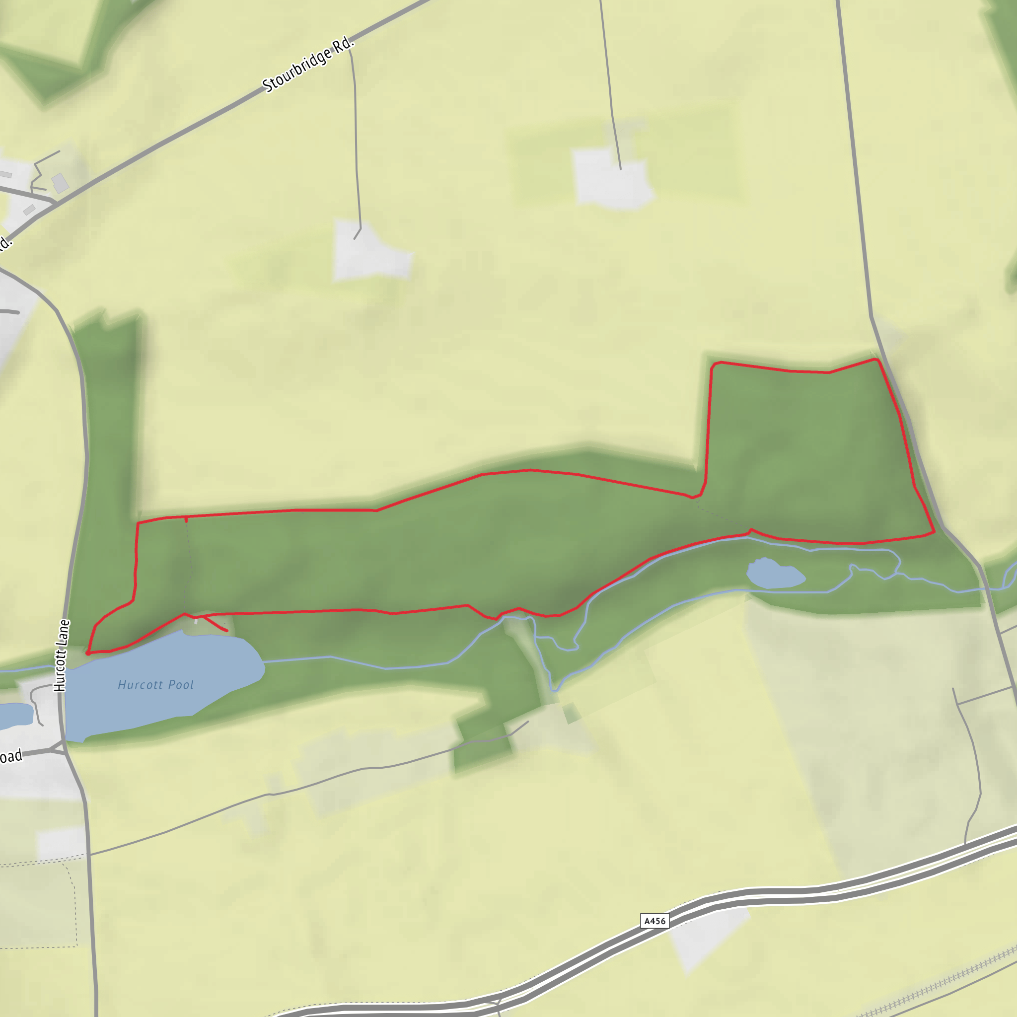 Hurcott Pools and Woods Circular Walk mobile static map