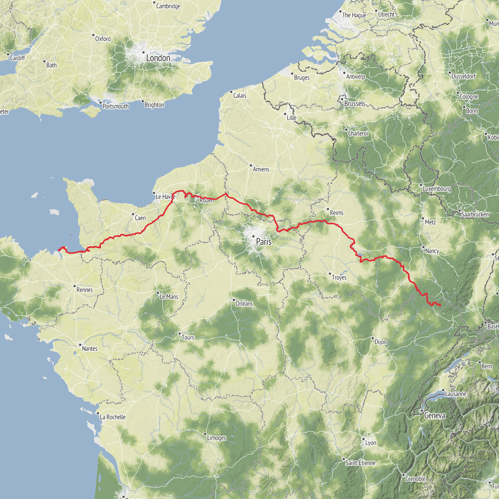 The Columban Way - France - Section 1 From Saint Coulomb to Annegray mobile static map