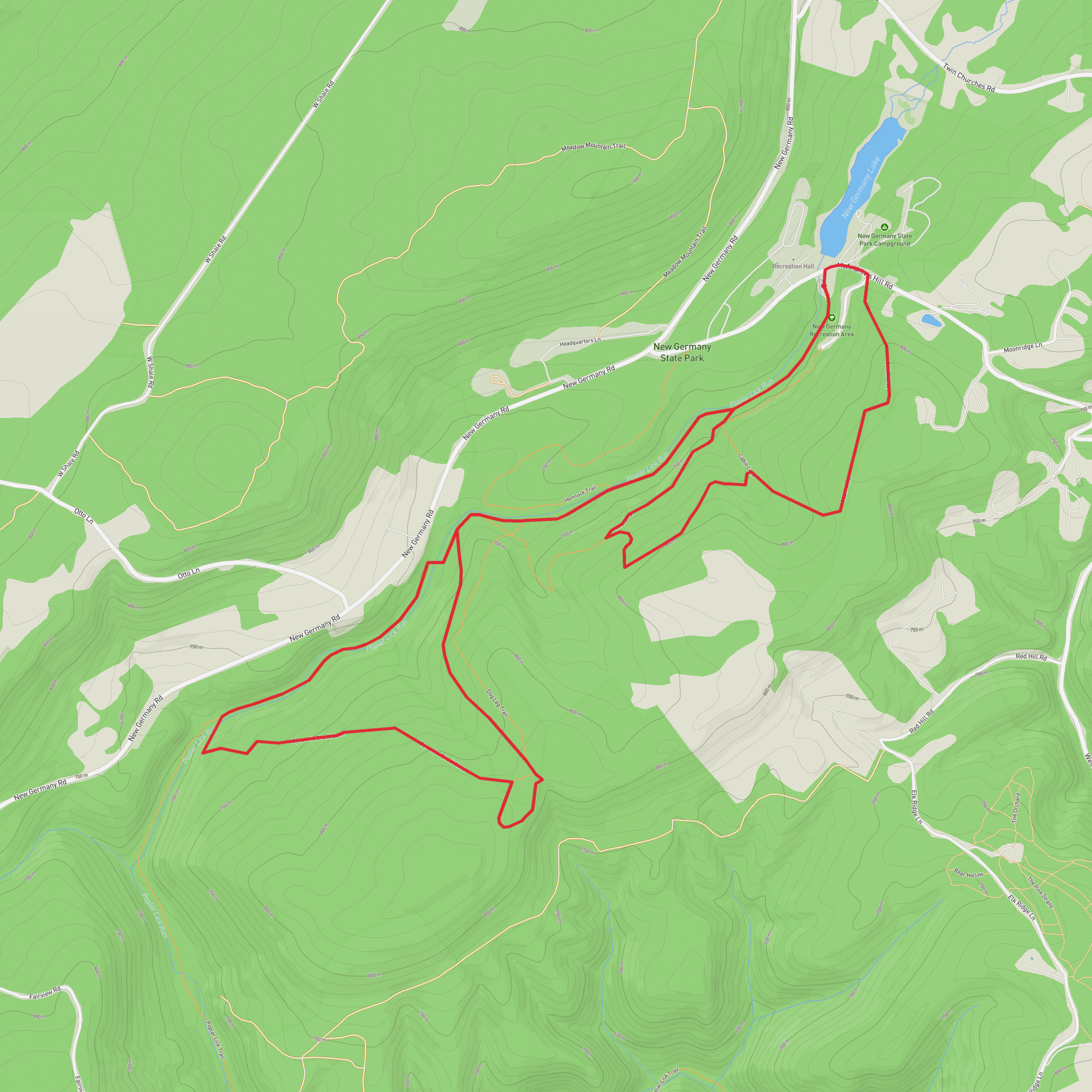 New Germany Lake via Dynamite Shack and Cabin Loop Trail mobile static map