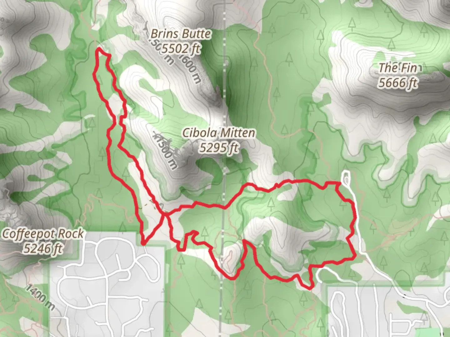 An image depicting the trail Soldier Pass Trail, Adobe Jack Trail and Jordan Loop Trail and its surrounding area.
